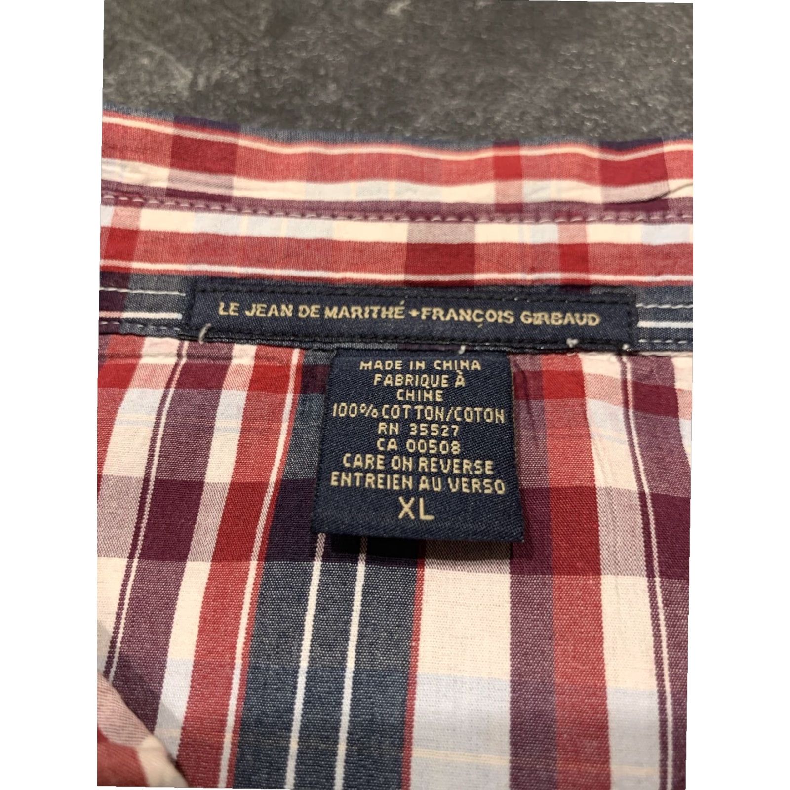 Vintage Girbaud Men's XL Long Sleeve Plaid Button-Up Shirt Red Blue Cotton Size US XL / EU 56 / 4 - 6 Thumbnail