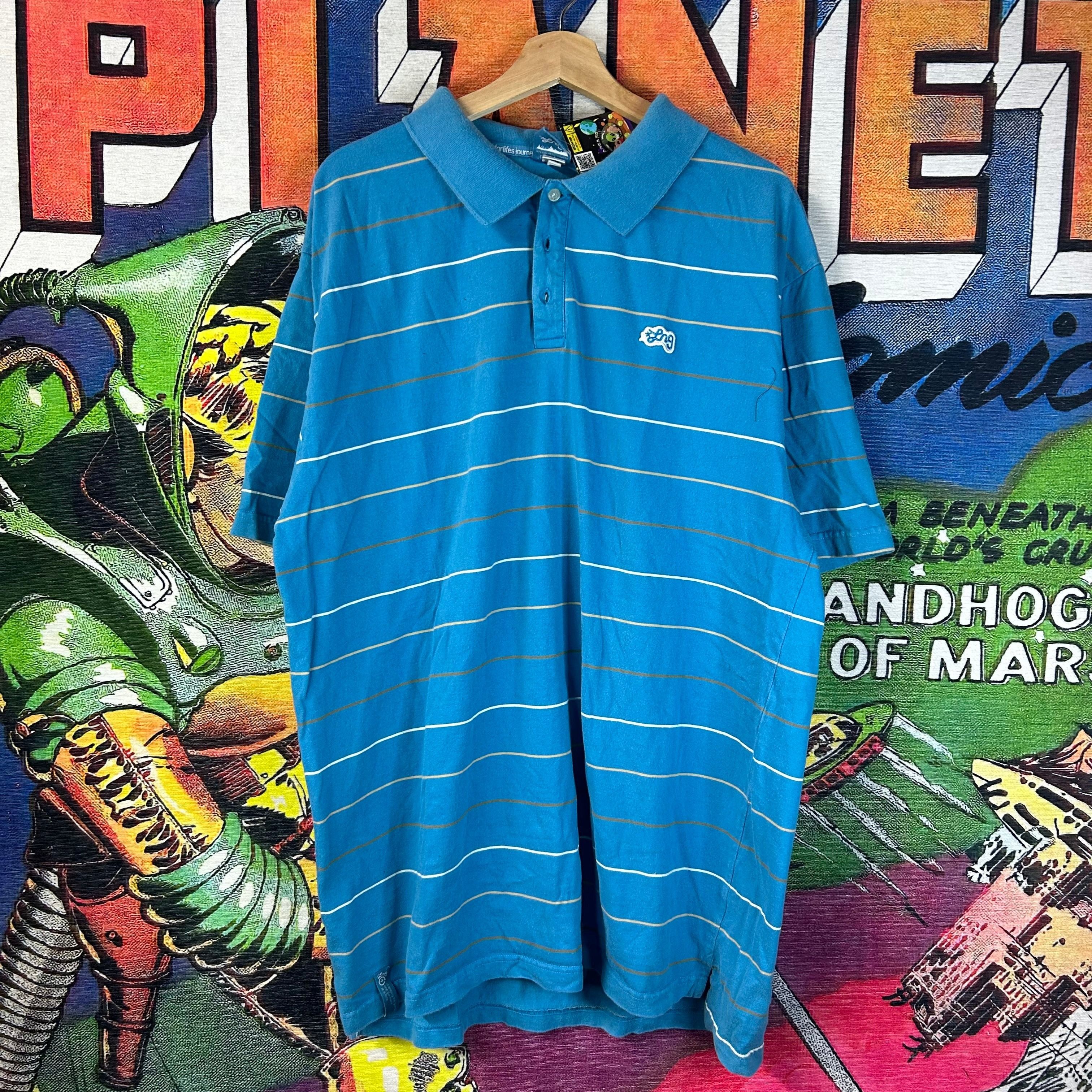 LRG Y2K LRG Striped Blue Polo Size 2XL Size US XXL / EU 58 / 5 - 1 Thumbnail
