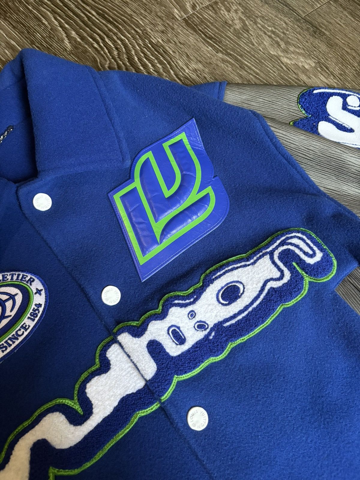Louis Vuitton Louis Vuitton Embroidered Varsity Jacket Blue Grey Green Size US M / EU 48-50 / 2 - 5 Thumbnail