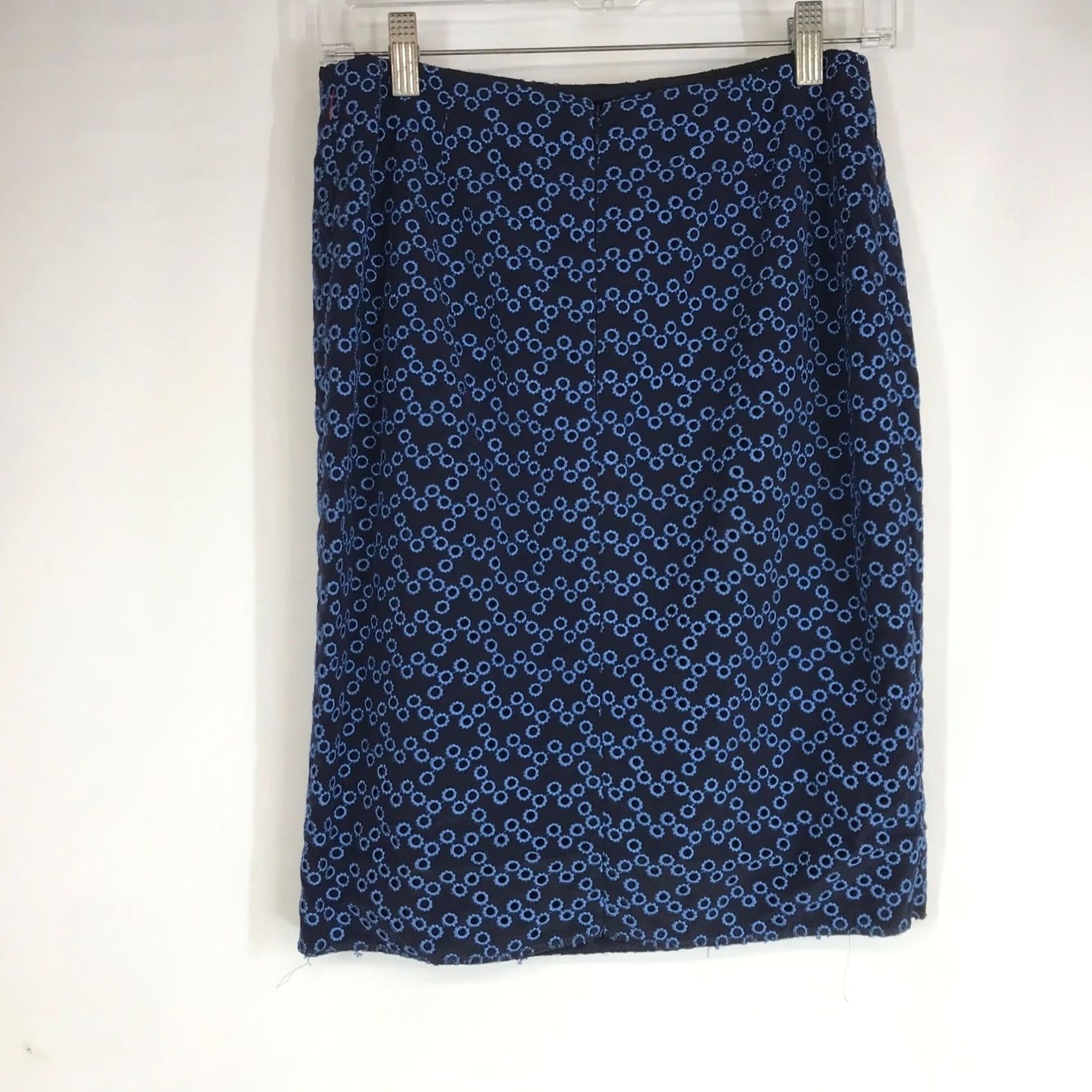 Vintage Akris Punto Navy Blue Geometric Print Pencil Skirt Women US 4 Size 27" / US 4 / IT 40 - 4 Thumbnail