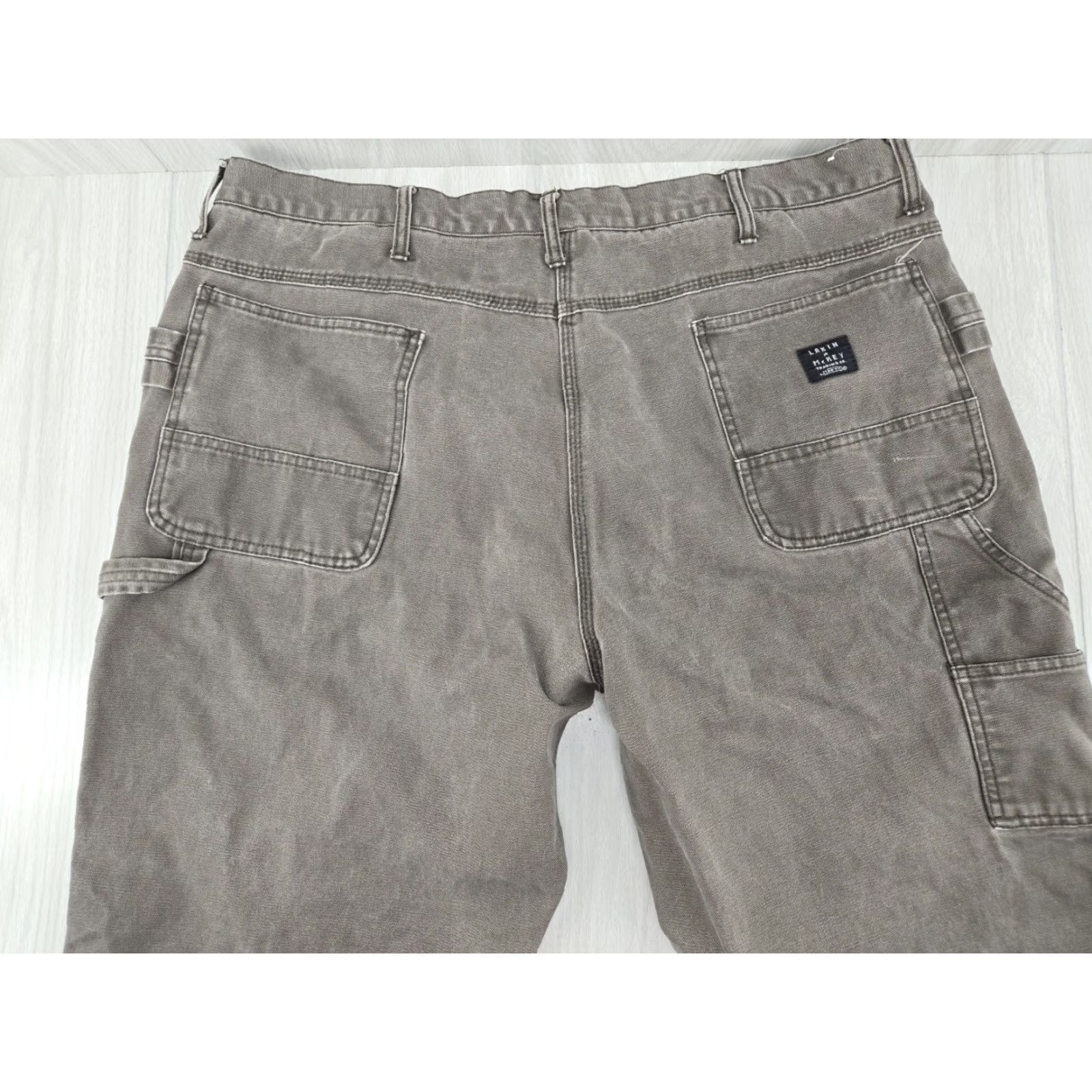 Vintage KEY Lakin & McKey Pants Mens 41x30 Double Knee Canvas Gray Carpenter Pants Mens 41x30 Gray Canvas 100% Cotton Regular Inseam 30 Size US 41 - 7 Thumbnail