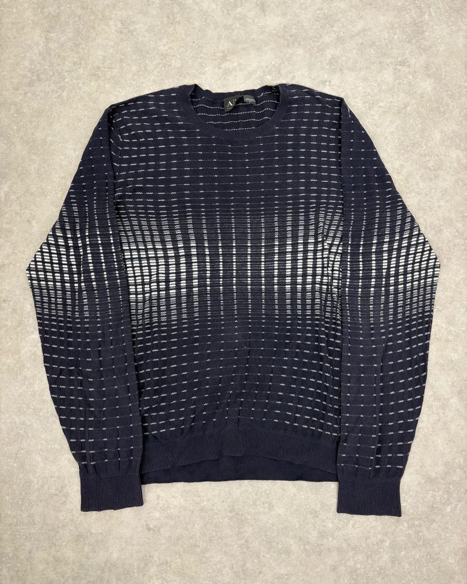 2010s Armani Navy & White Gradient Abstract Light Sweater
