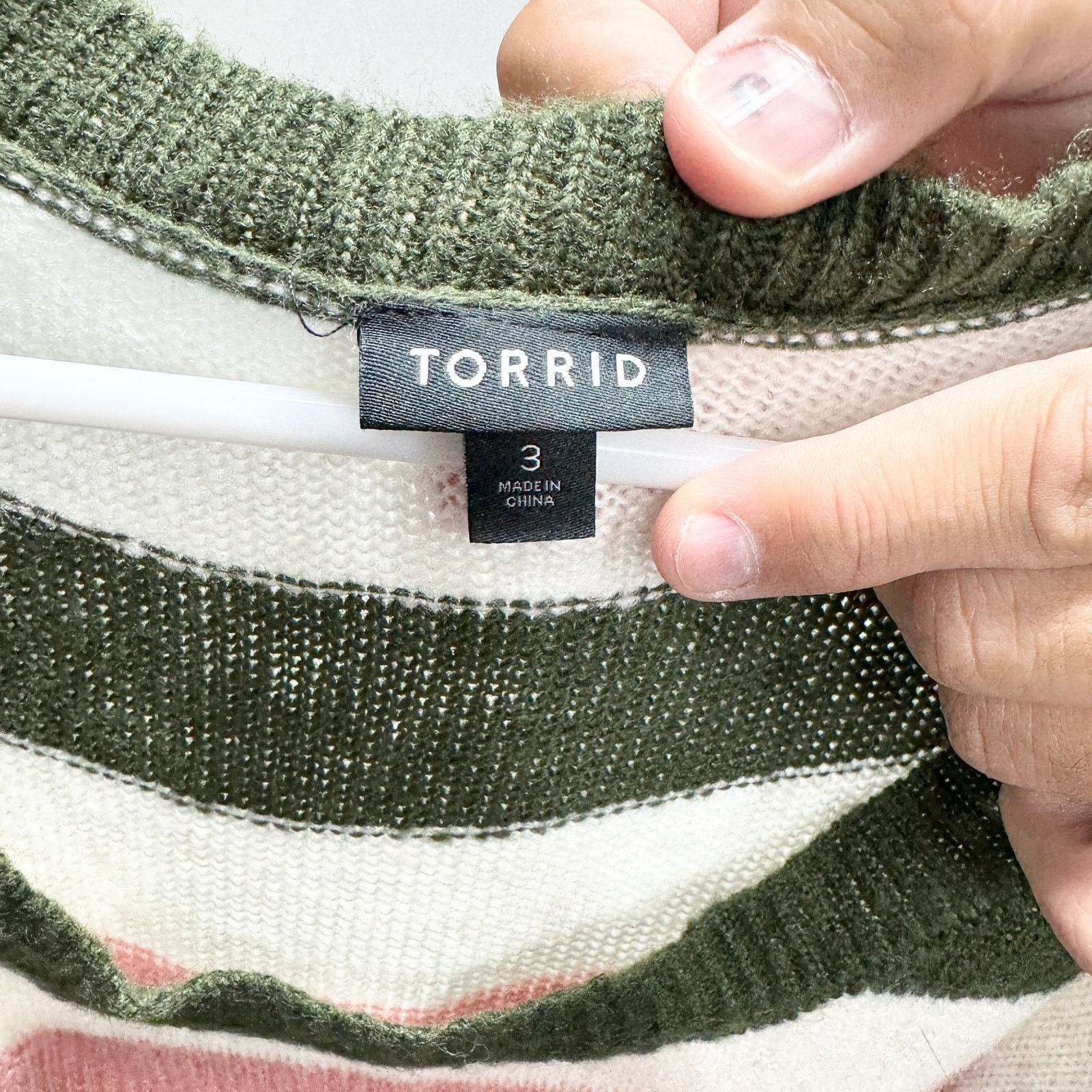 Other Torrid Women’s Olive Green Striped Knit Sweater, Size XL Size XL / US 12-14 / IT 48-50 - 5 Thumbnail