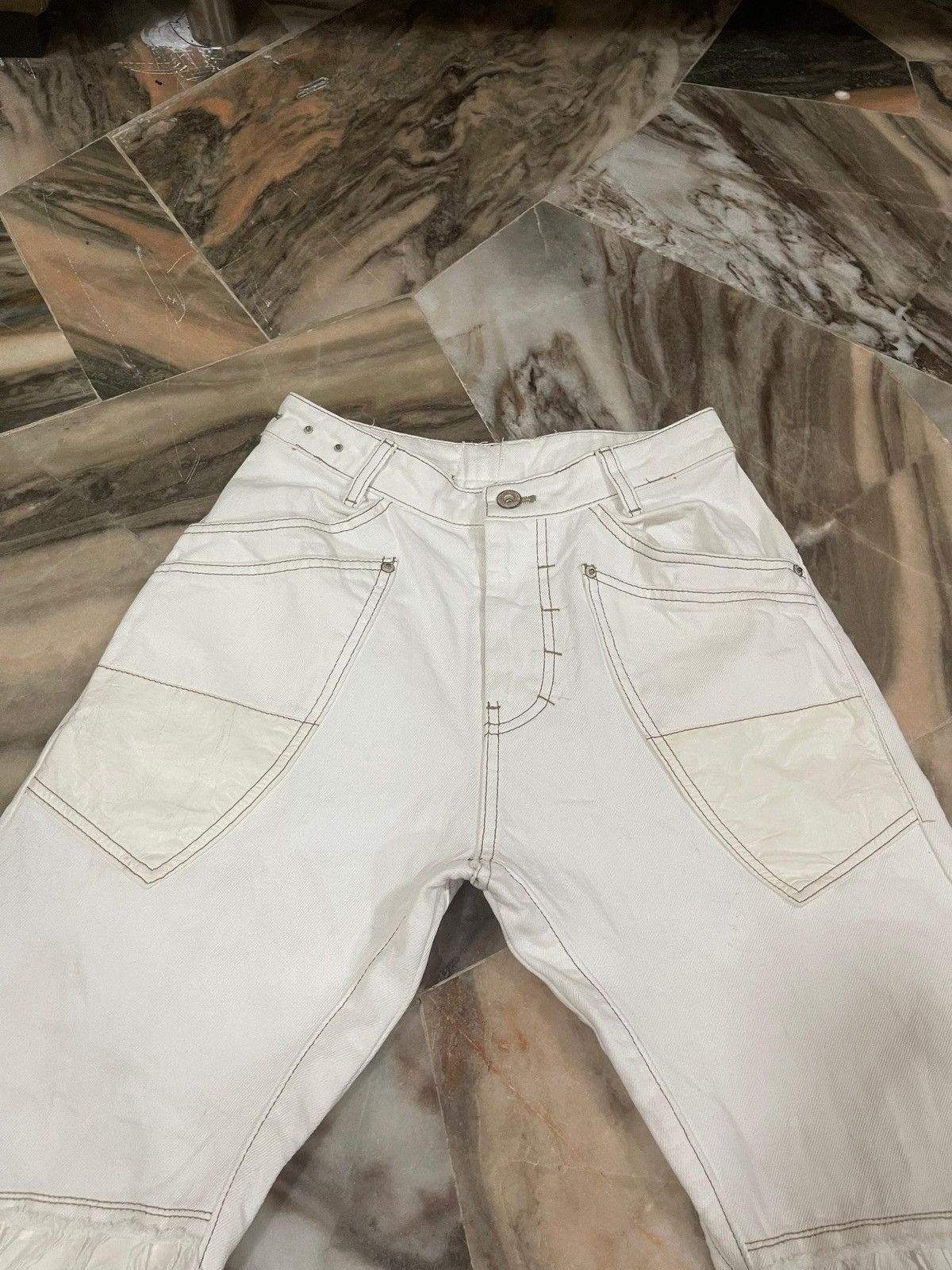 POST ARCHIVE FACTION (PAF) CARNET ARCHIVE - HUMAN-SHELL DESTROYED TROUSERS WHITE Size US 27 - 10 Thumbnail