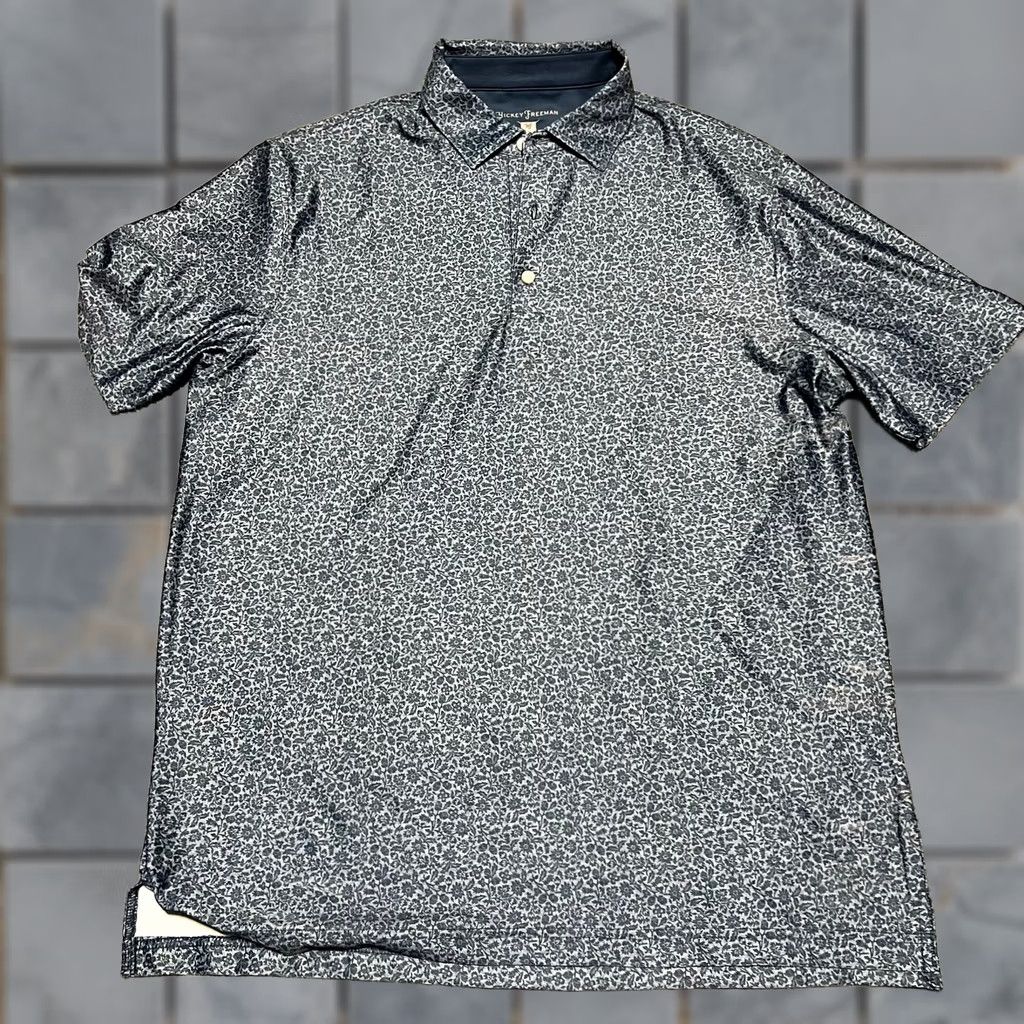 Vintage Hickey Freeman Golf Polo Shirt Mens Medium Blue Floral Performance Stretch Shirt Mens Blue Floral Polo M Regular Golf Polo Shirt Mens Size US M / EU 48-50 / 2 - 1 Thumbnail