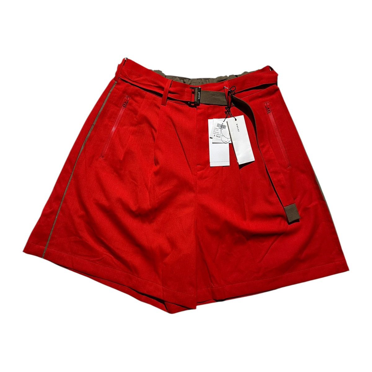 Sacai $700 Belted wide leg shorts Size US 34 / EU 50 - 1 Thumbnail