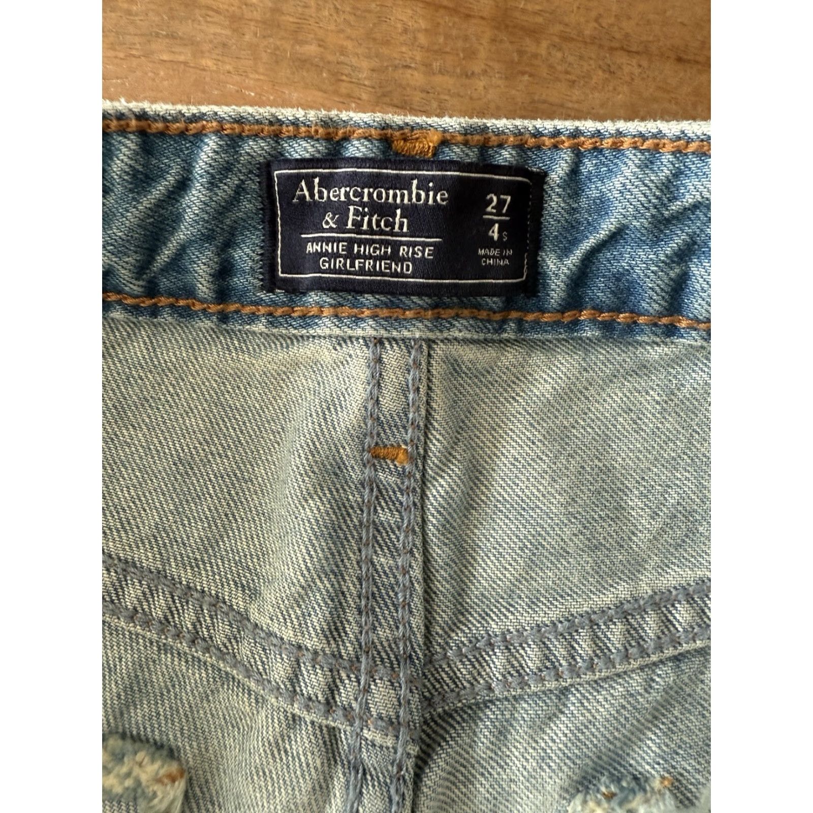 Abercrombie & Fitch Abercrombie & Fitch Jeans Womens 4S Girlfriend 27 29x24 Blue Denim 5-Pocket High Rise Striped Size 27" / US 4 / IT 40 - 3 Thumbnail