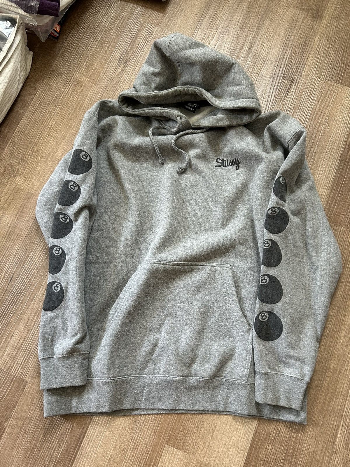 Stussy Stussy 8 Ball Script Hoodie Heather Grey XL 2013 Size US XL / EU 56 / 4 - 2 Thumbnail