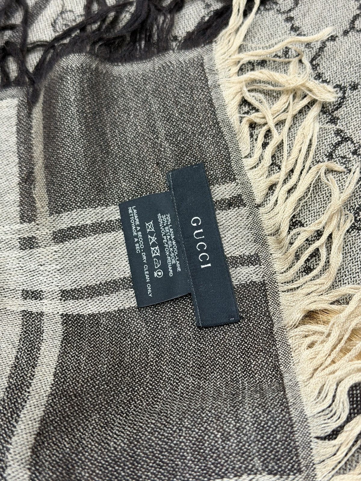 Gucci GUCCI FW 2007 Fur Monogram Wool/Silk Scarf Frida Giannini Size ONE SIZE - 10 Thumbnail