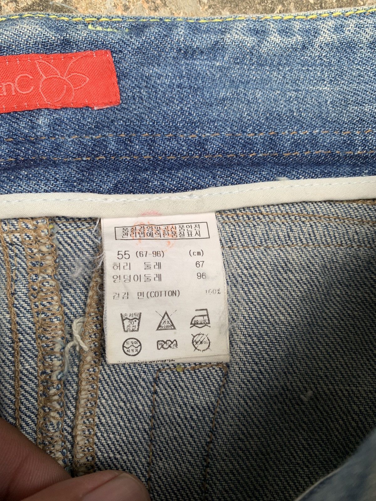 Japanese Brand y2k EnC Blue Ripped Flower Embroidery Mini Jeans Skirt Size 30" / US 8 / IT 44 - 10 Thumbnail