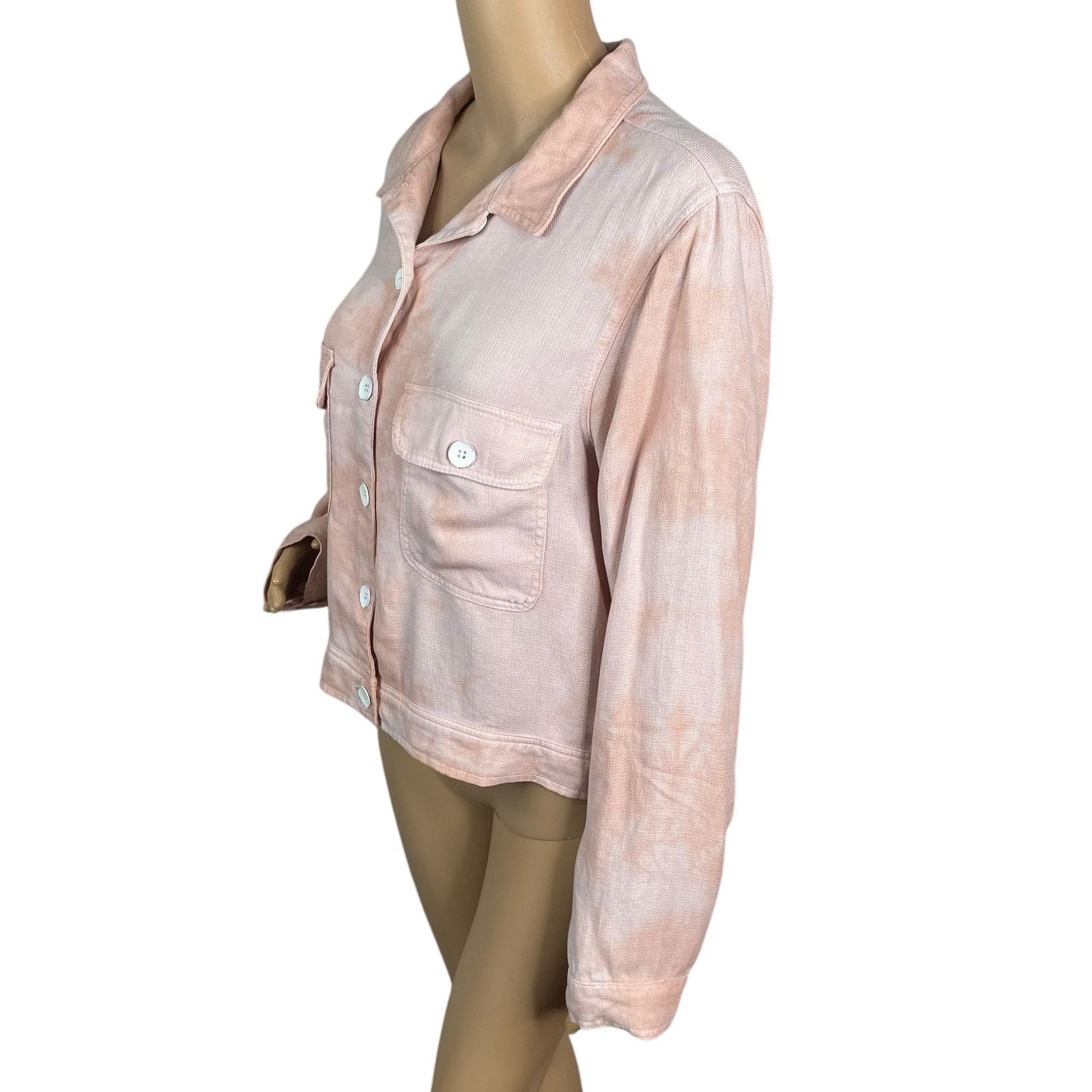 Bella Dahl Bella Dahl Pink Tie Dye Button Up Tencel Jacket Coat SZ L Size L / US 10 / IT 46 - 3 Thumbnail