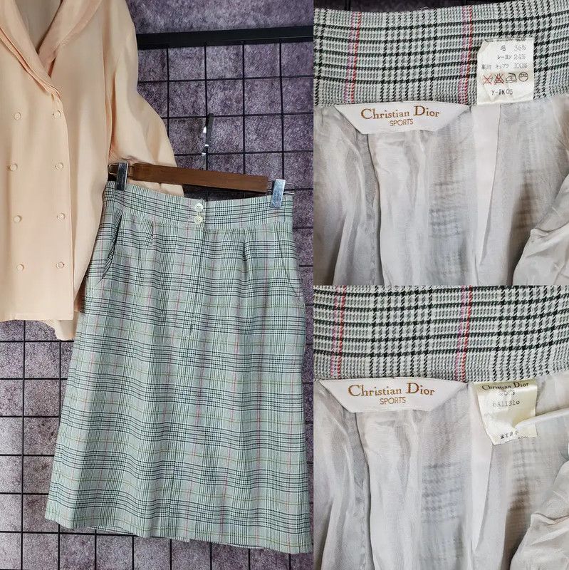 Dior Dior Green Plaid Wool Blend Skirt 0089 Size 23" - 1 Thumbnail