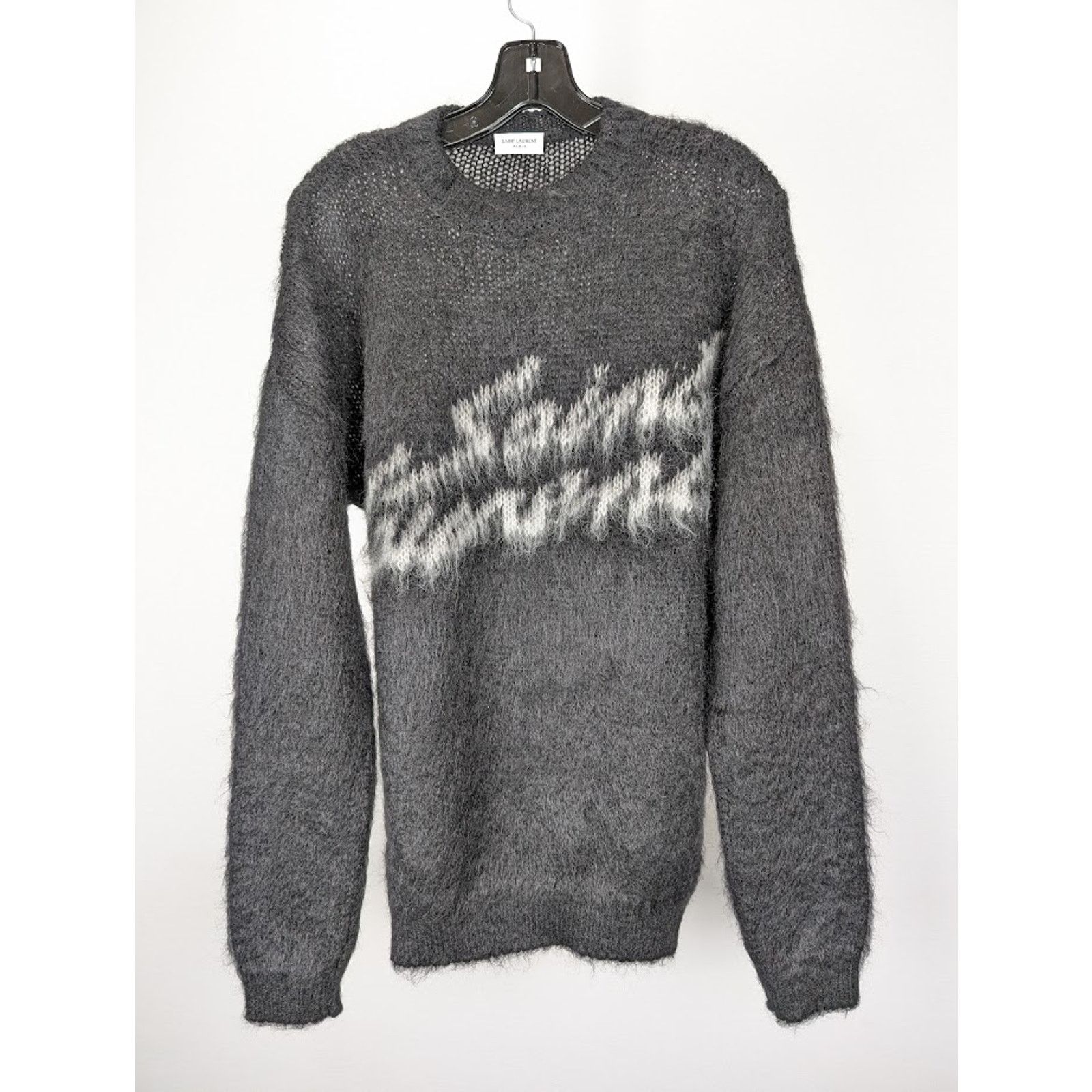 Saint Laurent Paris o1rshd1 Jacquard Sweater in Noir/Naturel Size US M / EU 48-50 / 2 - 1 Thumbnail