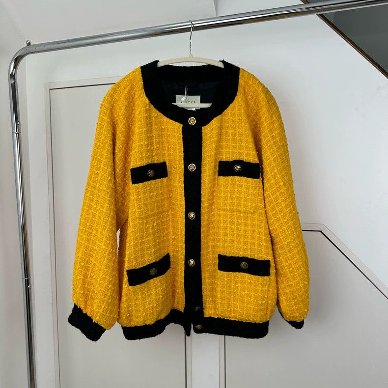 Gucci Gucci Size 38 Yellow knitting small fragrance style jacket Size US XXS / EU 40 - 1 Thumbnail