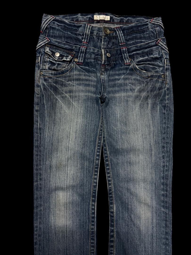 Japanese Brand DOUBLE WAIST Vintage Japanese Mudwash Distressed Slim Jean Size US 29 - 3 Thumbnail