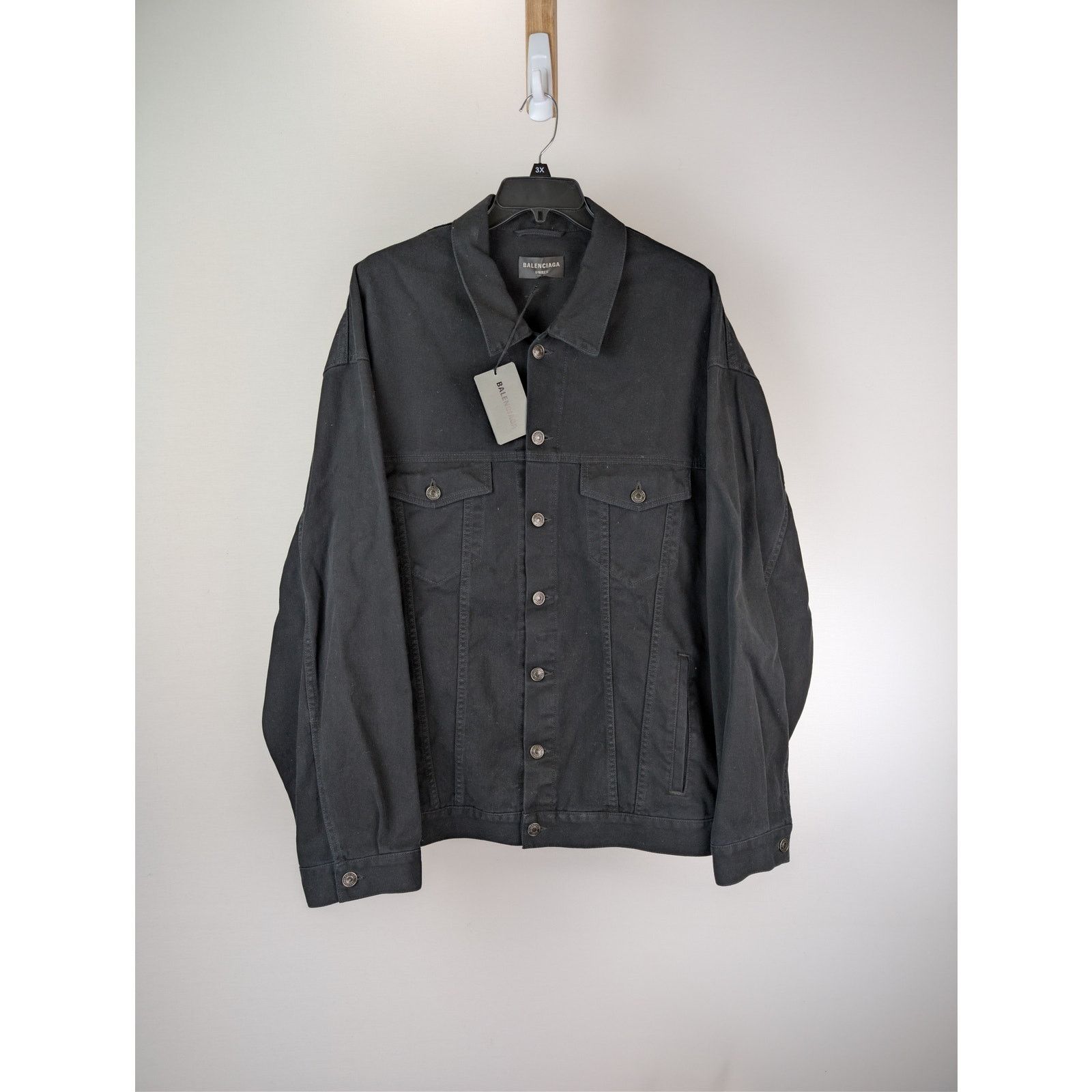 Balenciaga o1rshd1 Soft Black Left Hand Denim Jacket in Black Size US L / EU 52-54 / 3 - 2 Thumbnail