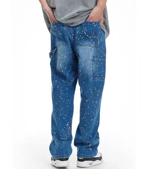 VIBE Blue gypsophila design rare splash ink jeans Size US 32 / EU 48 - 7 Thumbnail