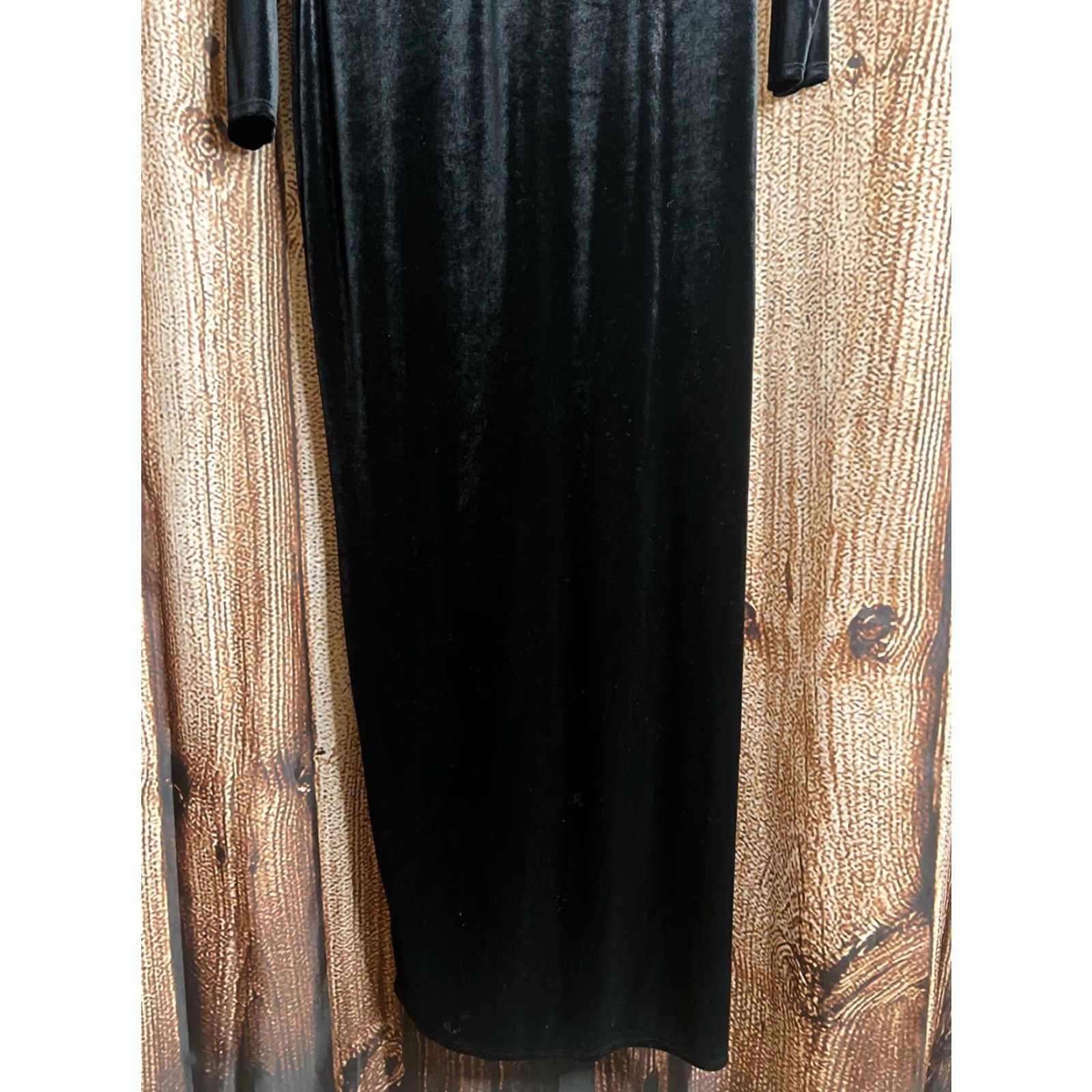 Velvet VINTAGE Velvet Maxi Dress Womens 1X Black K Glam Holidays New Years Dress Length Long A-Line Maxi 90s Retro Gothic Size XL / US 12-14 / IT 48-50 - 5 Thumbnail