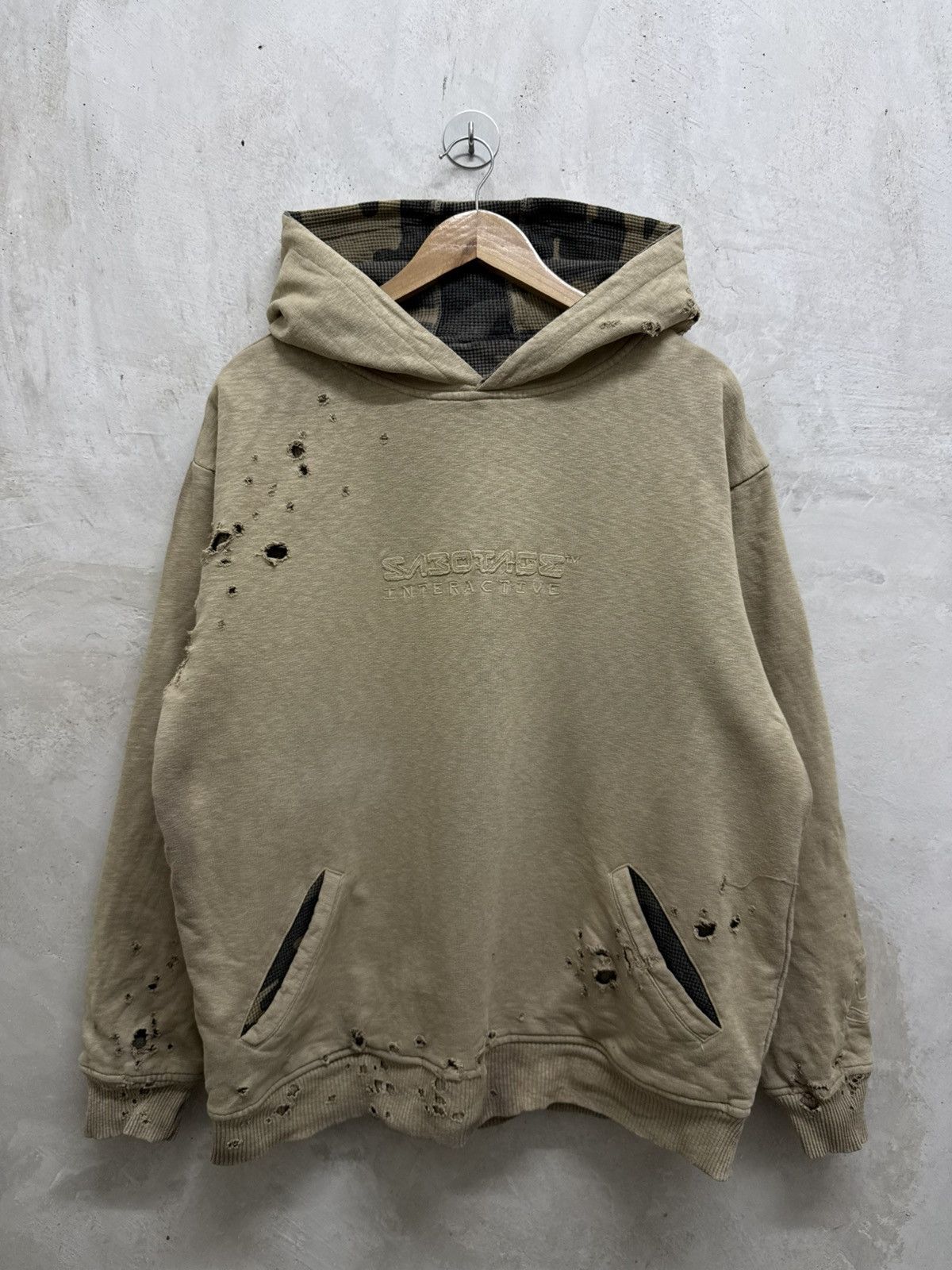 SBTG Sabotage Camo Reversible Thermal Lined Distressed Hoodie Size US L / EU 52-54 / 3 - 1 Thumbnail