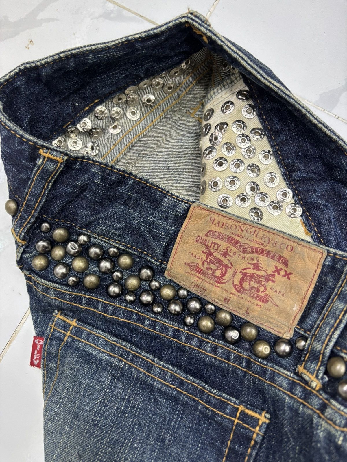 Japanese Brand × Maison Margiela Flare Jeans Maison Gilfy Metal Studded Punk Bootcut Denim Size 28" / US 6 / IT 42 - 11 Thumbnail