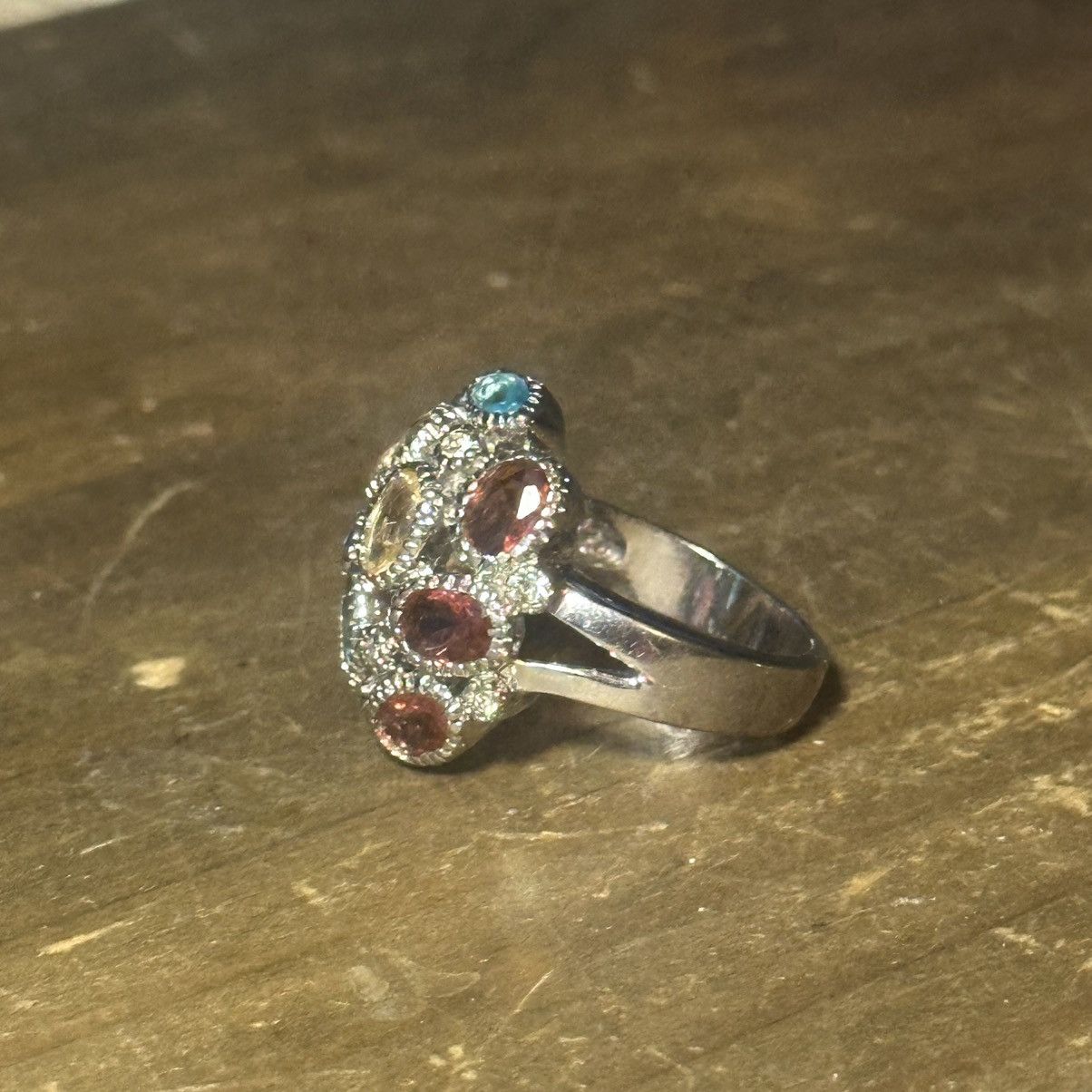 Other Silver tone multicolor gemstone ring Size ONE SIZE - 4 Thumbnail