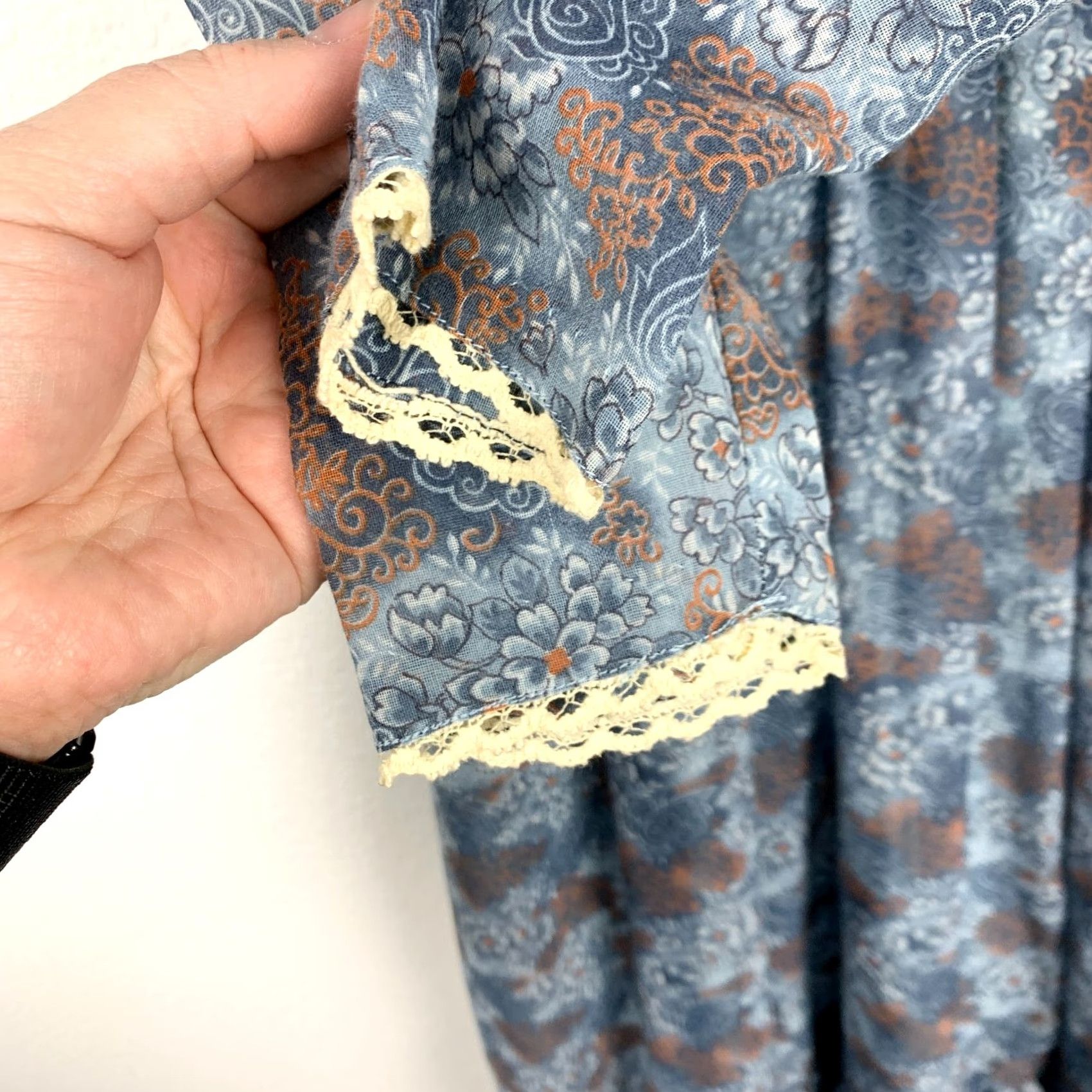 Vintage VINTAGE 70s Candi Jones California Bohemian Prairie Cottage Maxi Dress Paisley Blue 5 Womens Size S / US 4 / IT 40 - 5 Thumbnail