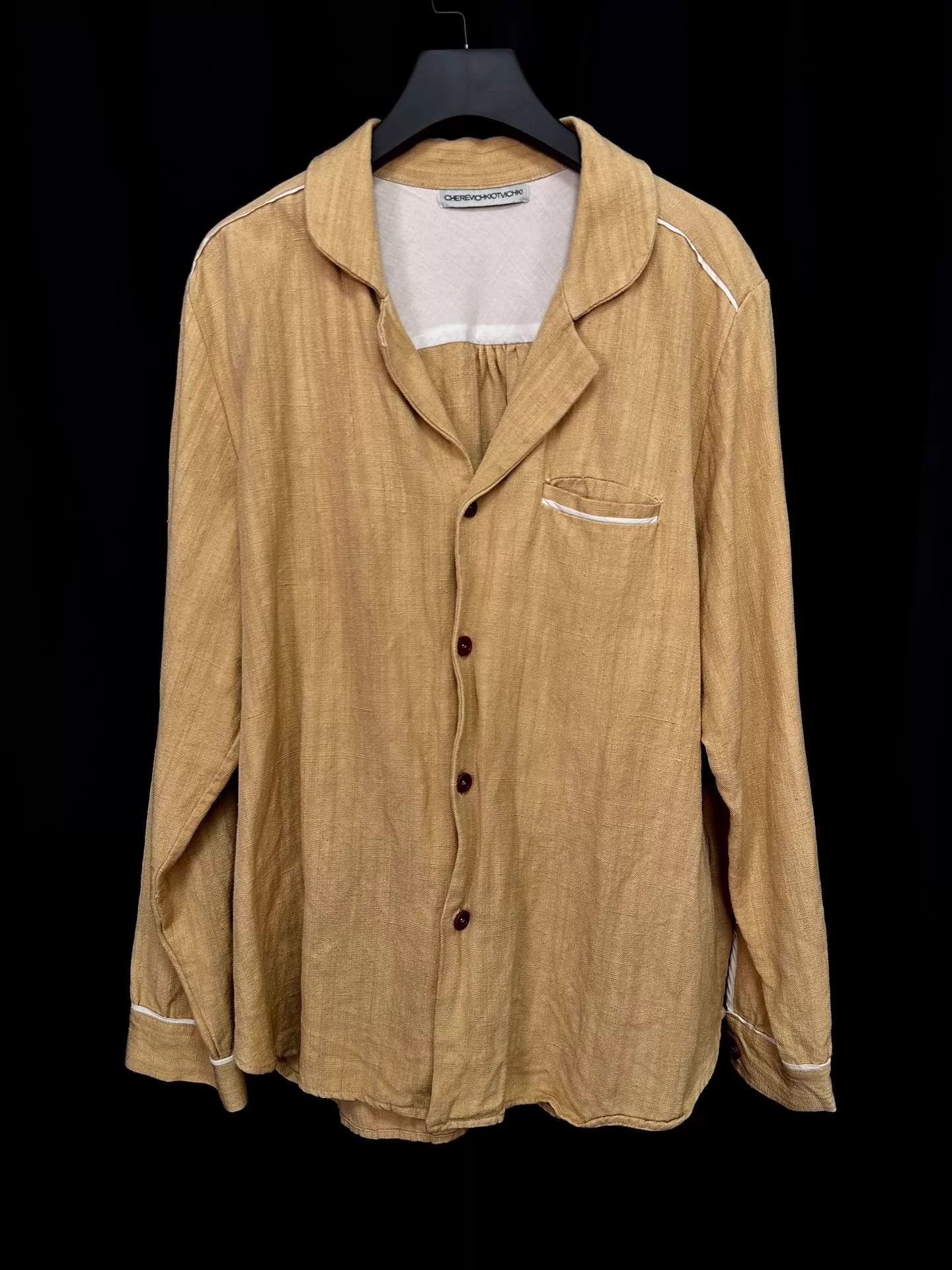 Cherevichkiotvichki cherevichkiotvichki mustard linen overshirt unisex Size US L / EU 52-54 / 3 - 1 Thumbnail