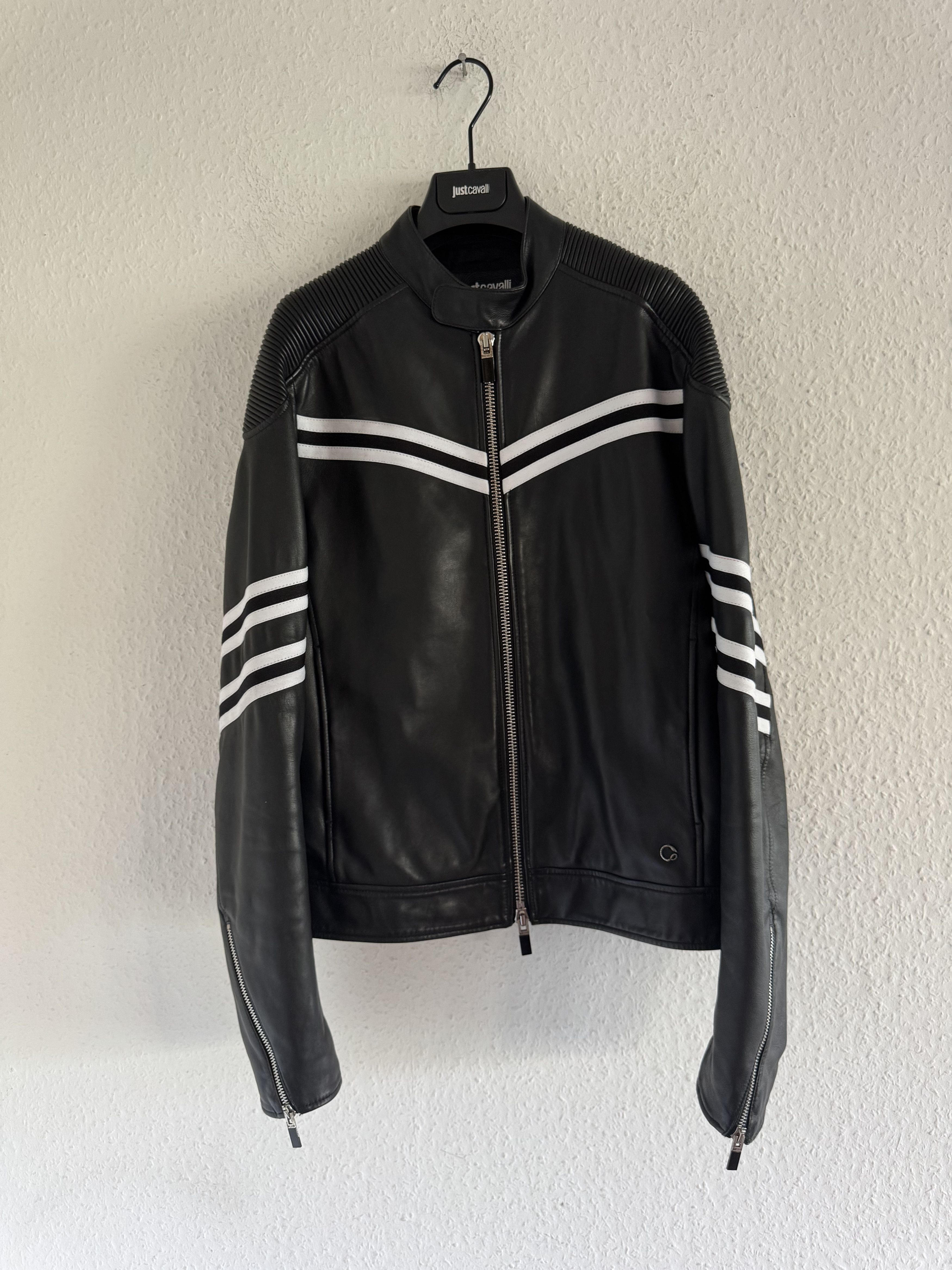 Just Cavalli Resort 2017 Striped Leather Biker Jacket Size US S / EU 44-46 / 1 - 2 Thumbnail