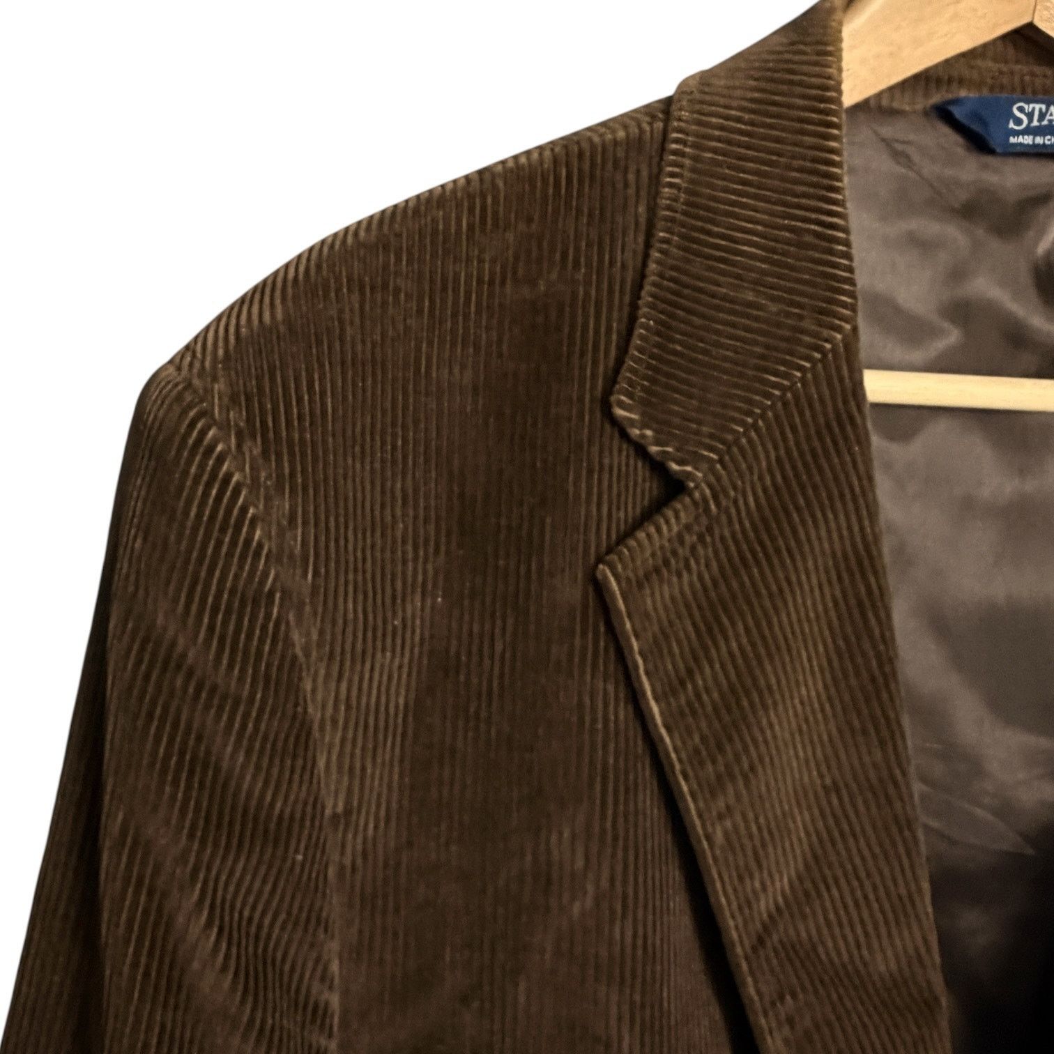 Stafford Stafford Mens Blazer 44R Brown Corduroy Academia Elbow Patch Size 44R - 3 Thumbnail