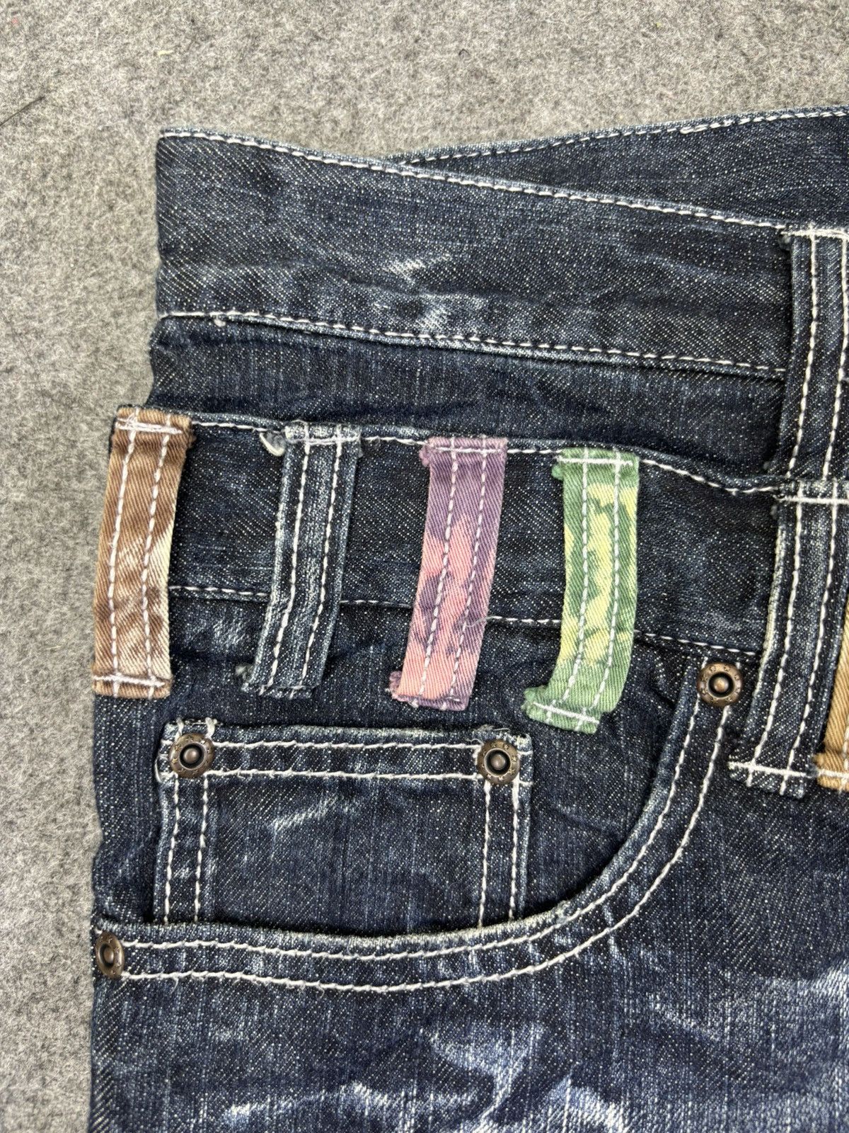 Japanese Brand 💥Double Waist💥Nylaus Crazy Crack FadesDouble Waist Denim K27 Size US 32 / EU 48 - 5 Thumbnail