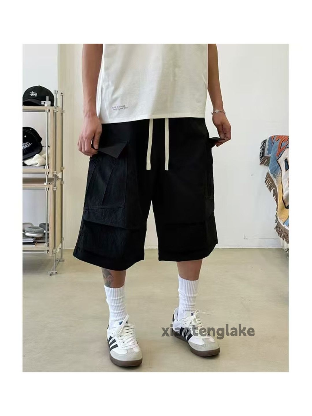 Designer Unisex utility punk pleated outdoor sports cargo shorts Size US 36 / EU 52 - 2 Thumbnail