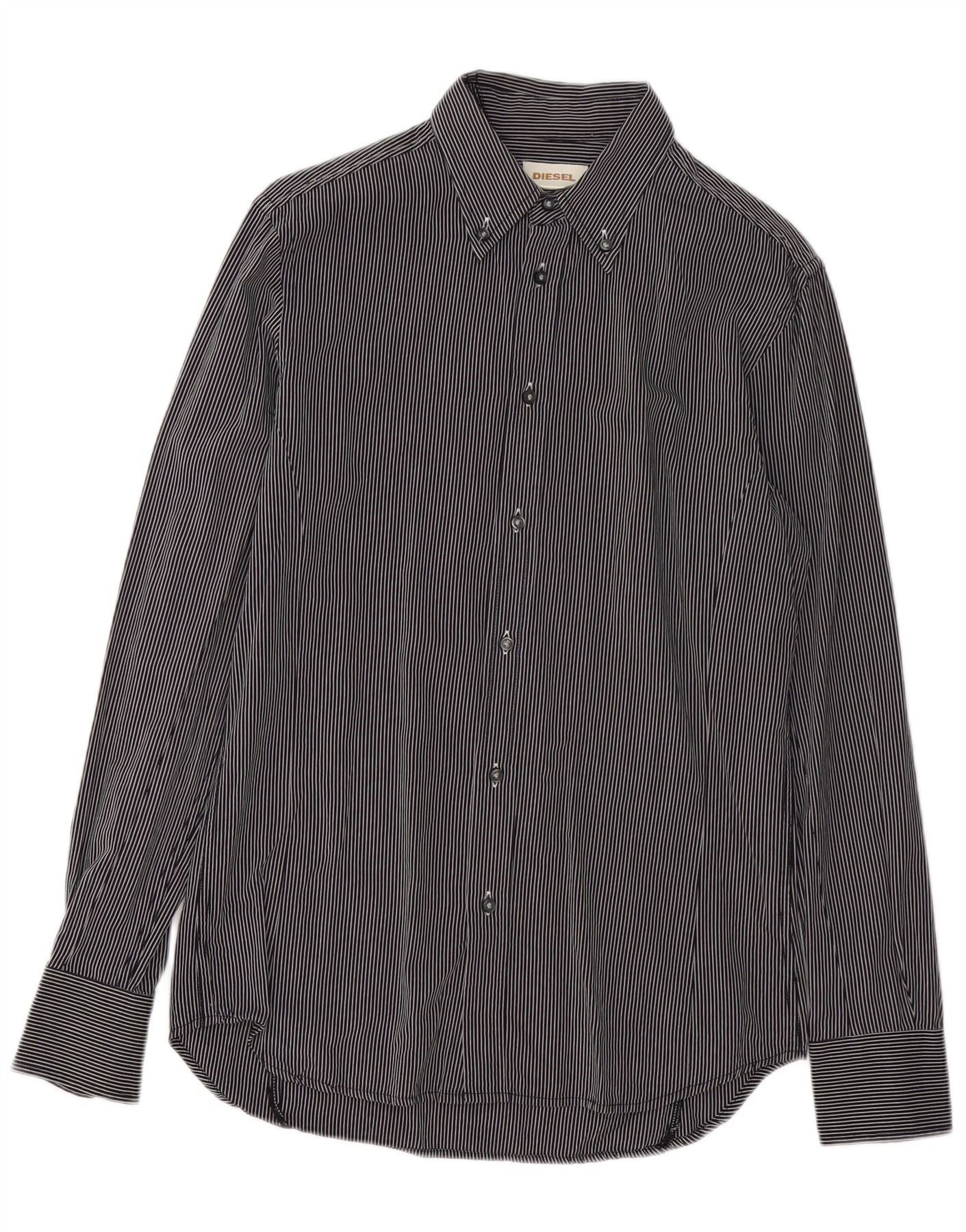 Diesel Mens Shirt Medium Navy Blue Pinstripe Cotton Size US M / EU 48-50 / 2 - 1 Thumbnail