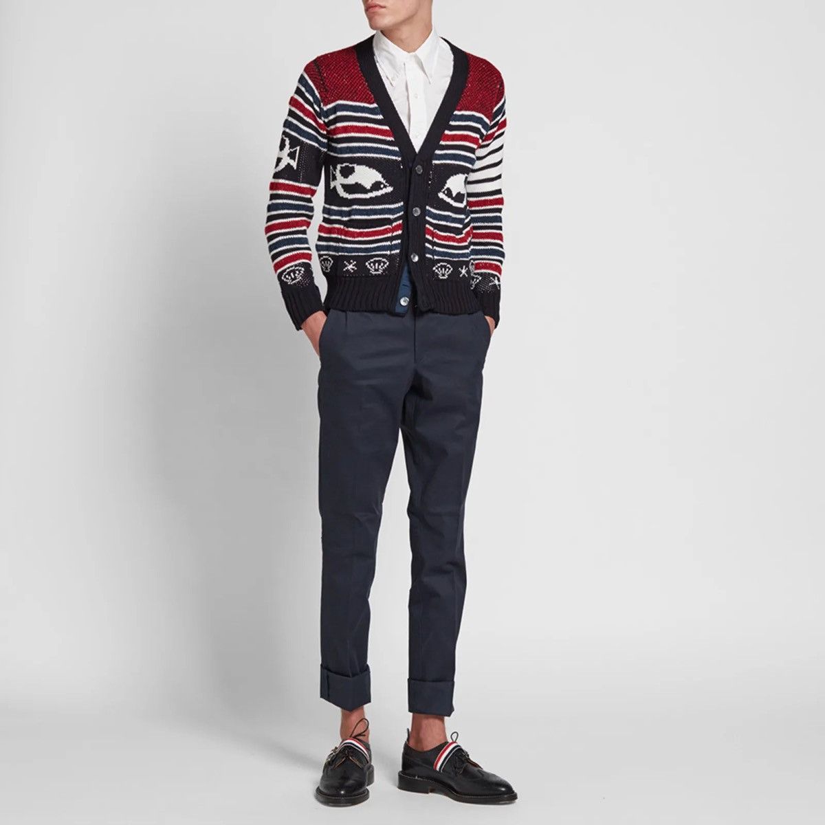 Thom Browne Thom Browne Fish Fair Isle Knit Cardigan Size US M / EU 48-50 / 2 - 3 Thumbnail