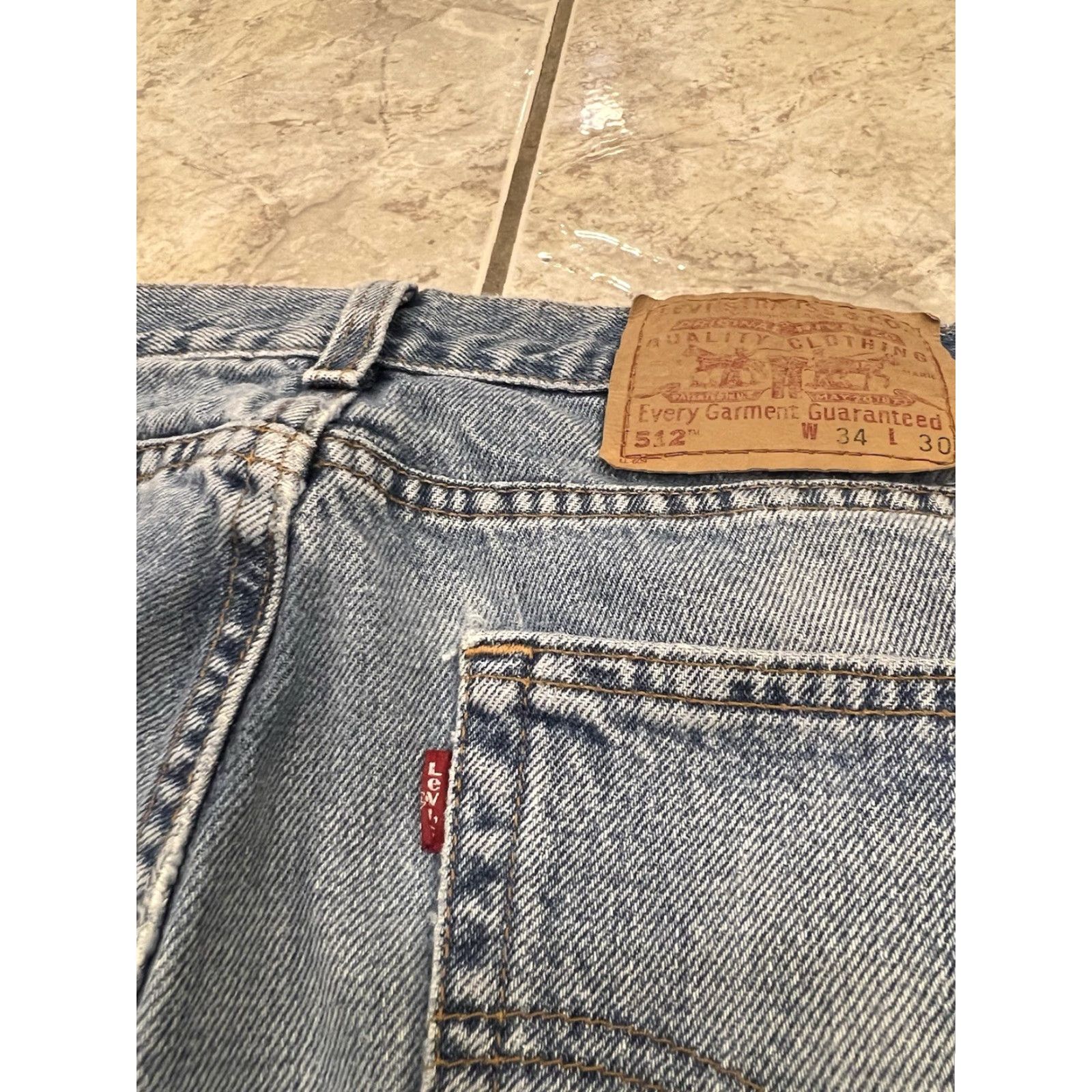 Levi's VINTAGE Levi's 512 Jeans Slim 34X30 Men Distressed Jeans 5-Pocket Denim Blue USA 90s Retro Size US 34 / EU 50 - 6 Thumbnail