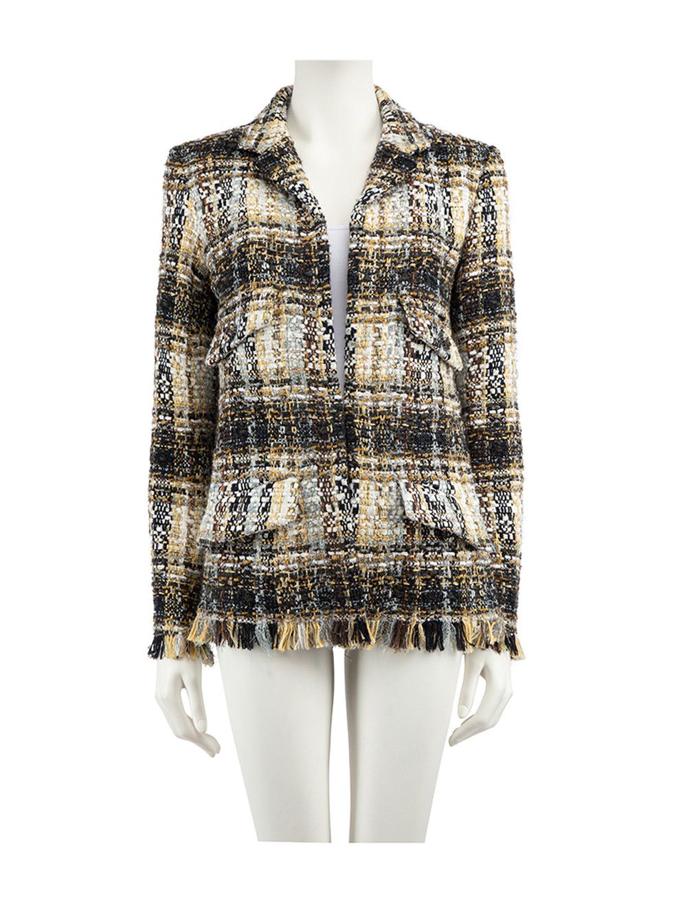 Chanel Tartan Tweed Fringe Edge Jacket Grailed