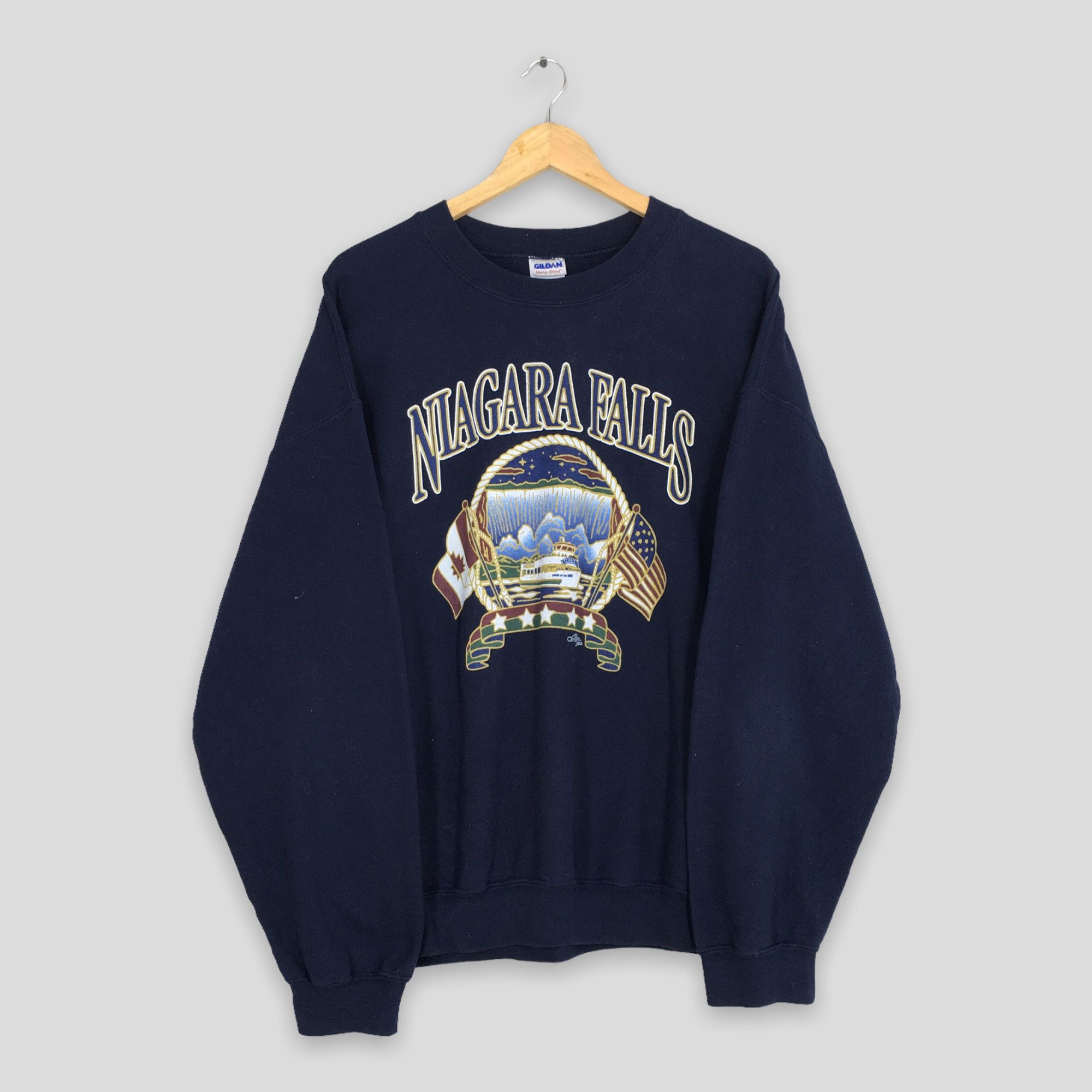 Gildan × Vintage Vintage Y2K Niagara Falls Blue Sweatshirt XLarge Size US XL / EU 56 / 4 - 1 Thumbnail