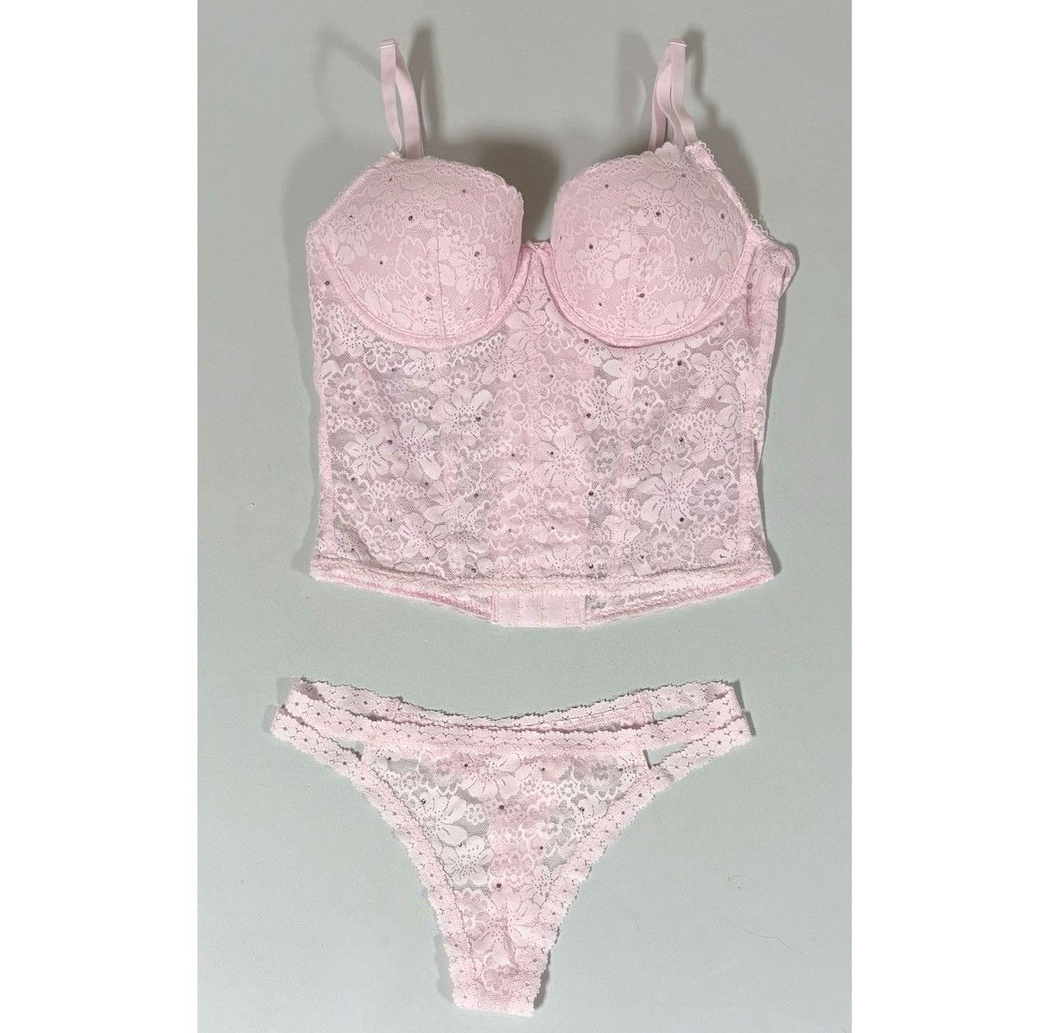 Victoria's Secret Pink Diamond Lingerie Bra Top and Bottoms Set of 2 Size S 🎀✨ Size S / US 4 / IT 40 - 3 Thumbnail
