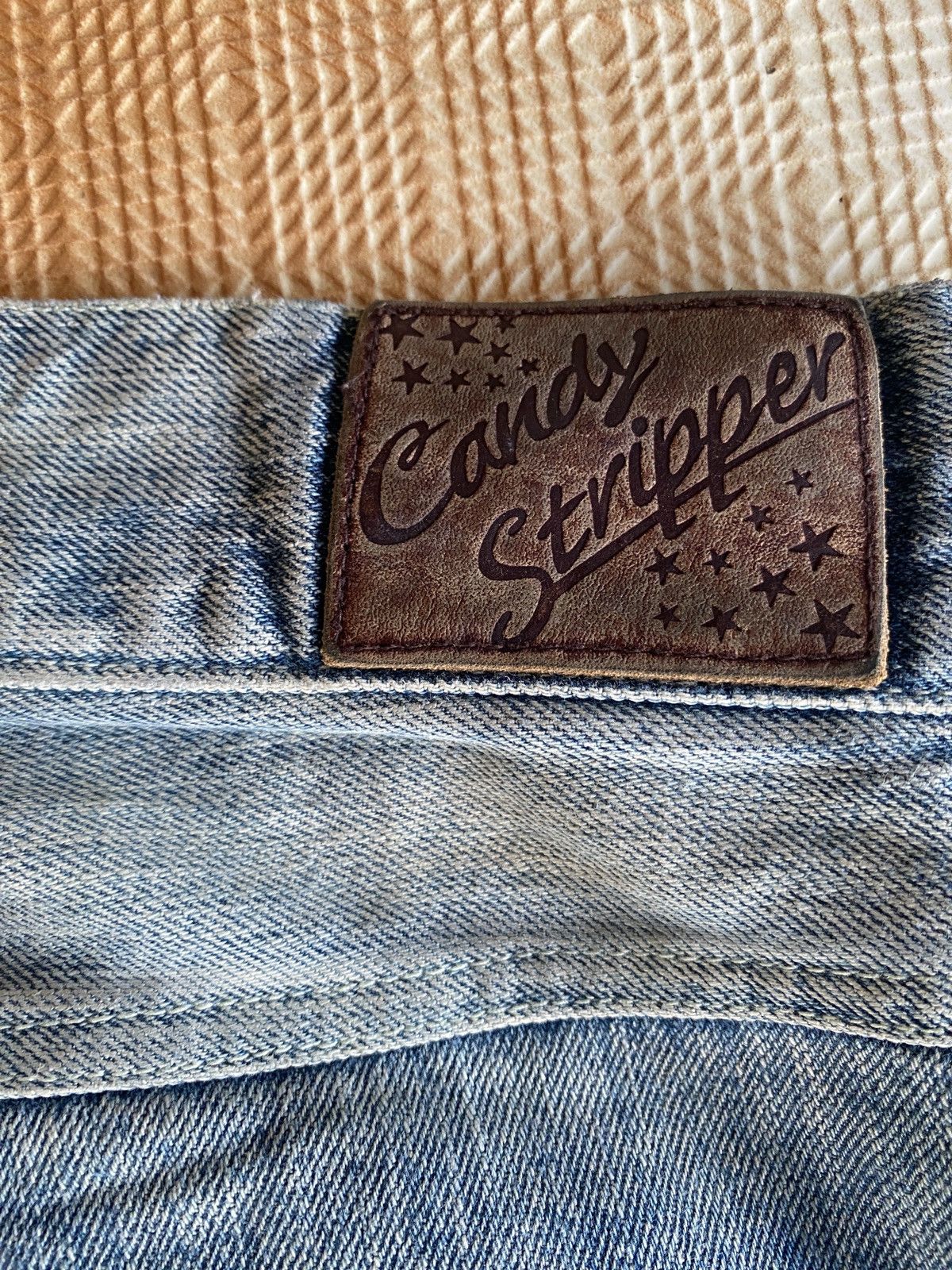 Beauty Beast × PPFM Vintage candy stripper slim cut distressed denim Size US 33 - 17 Thumbnail
