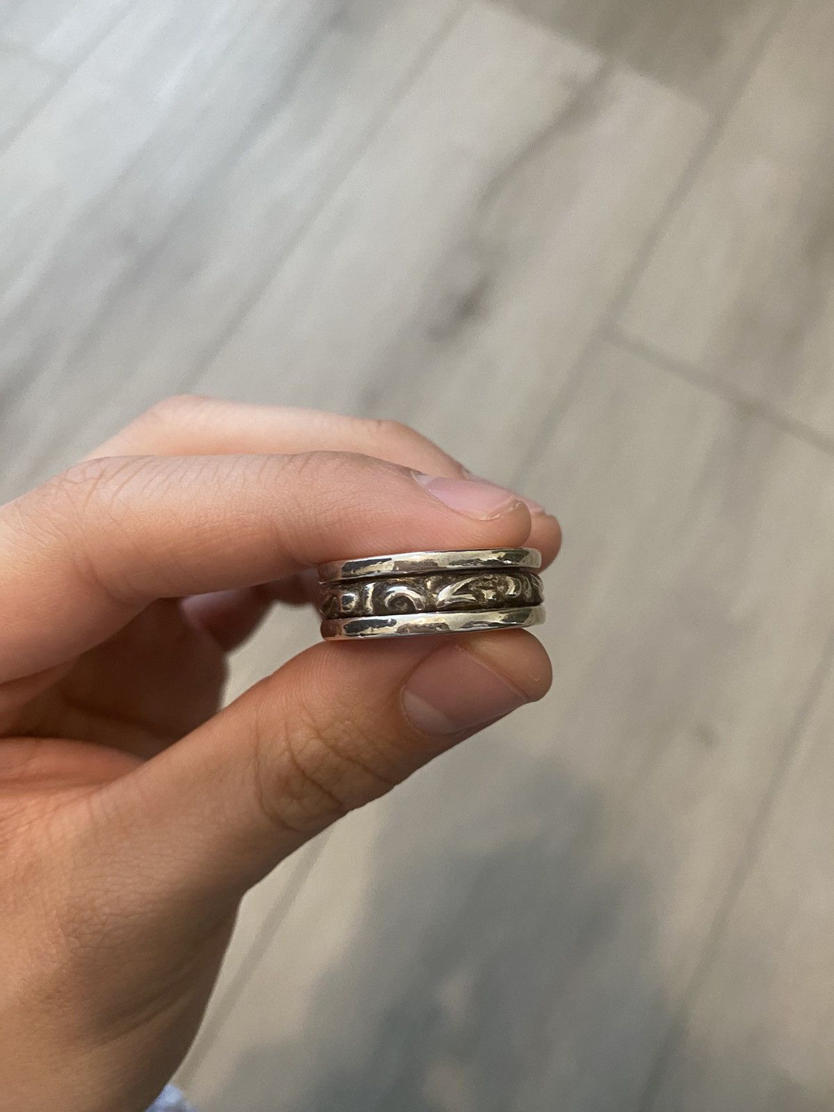 image of Chrome Hearts Spinner Ring in Silver, Men's