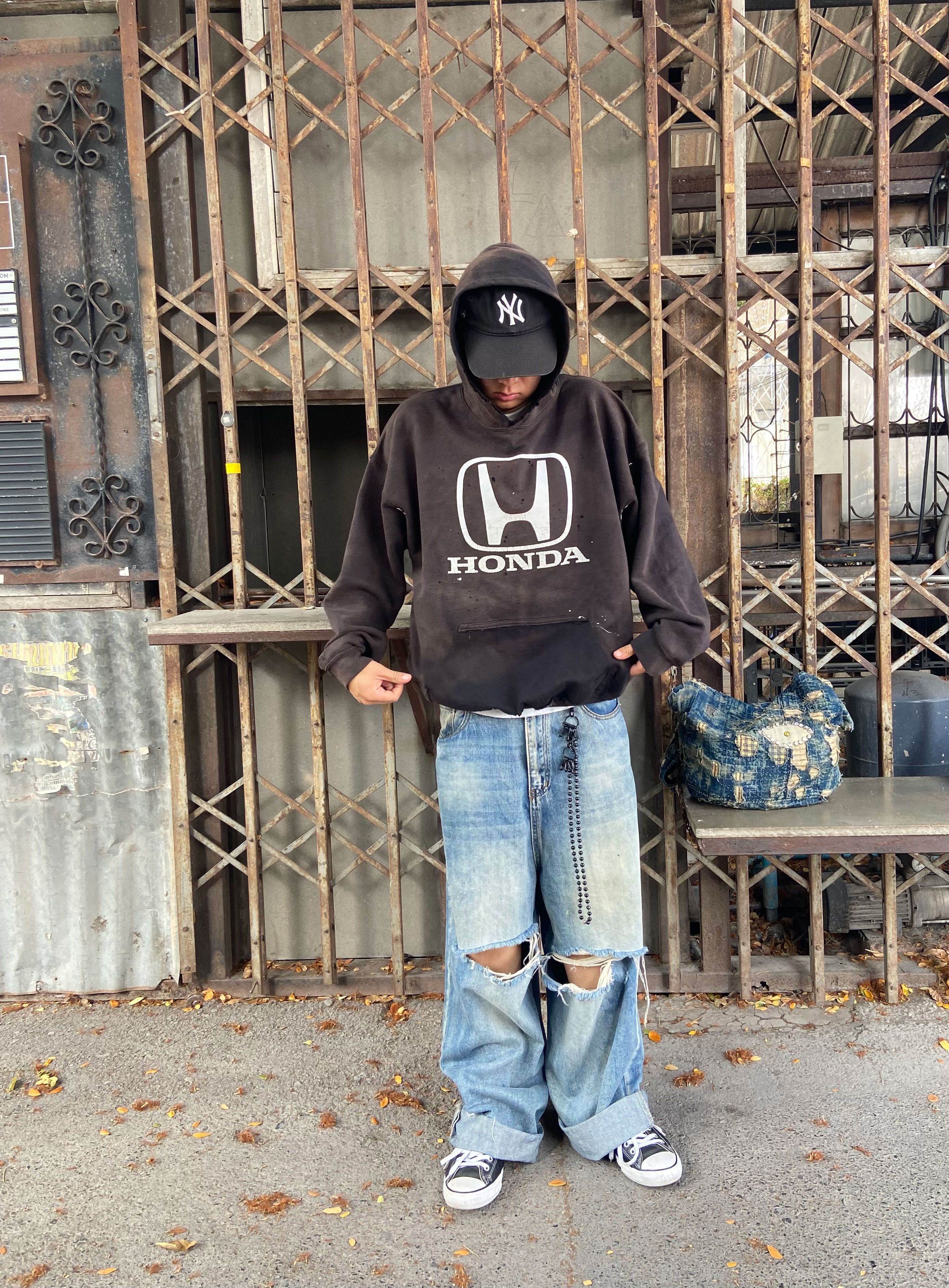 Vintage Thrashed Distressed & Faded "HONDA" Hoodie ERD Grunge Size US XL / EU 56 / 4 - 9 Thumbnail