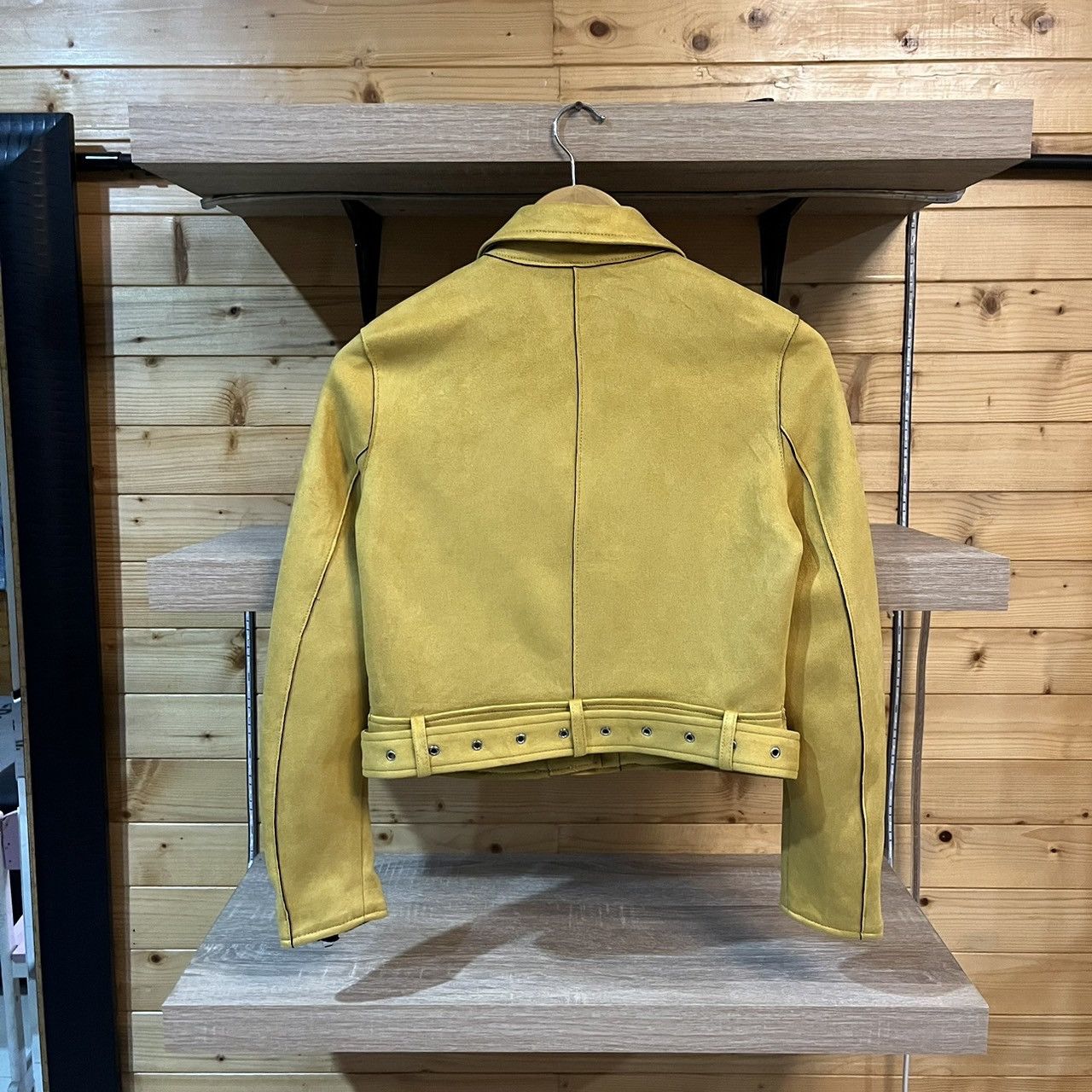 Zara ZARA Ladies Mustard Yellow Faux Suede Biker Jacket Size XS / US 0-2 / IT 36-38 - 4 Thumbnail
