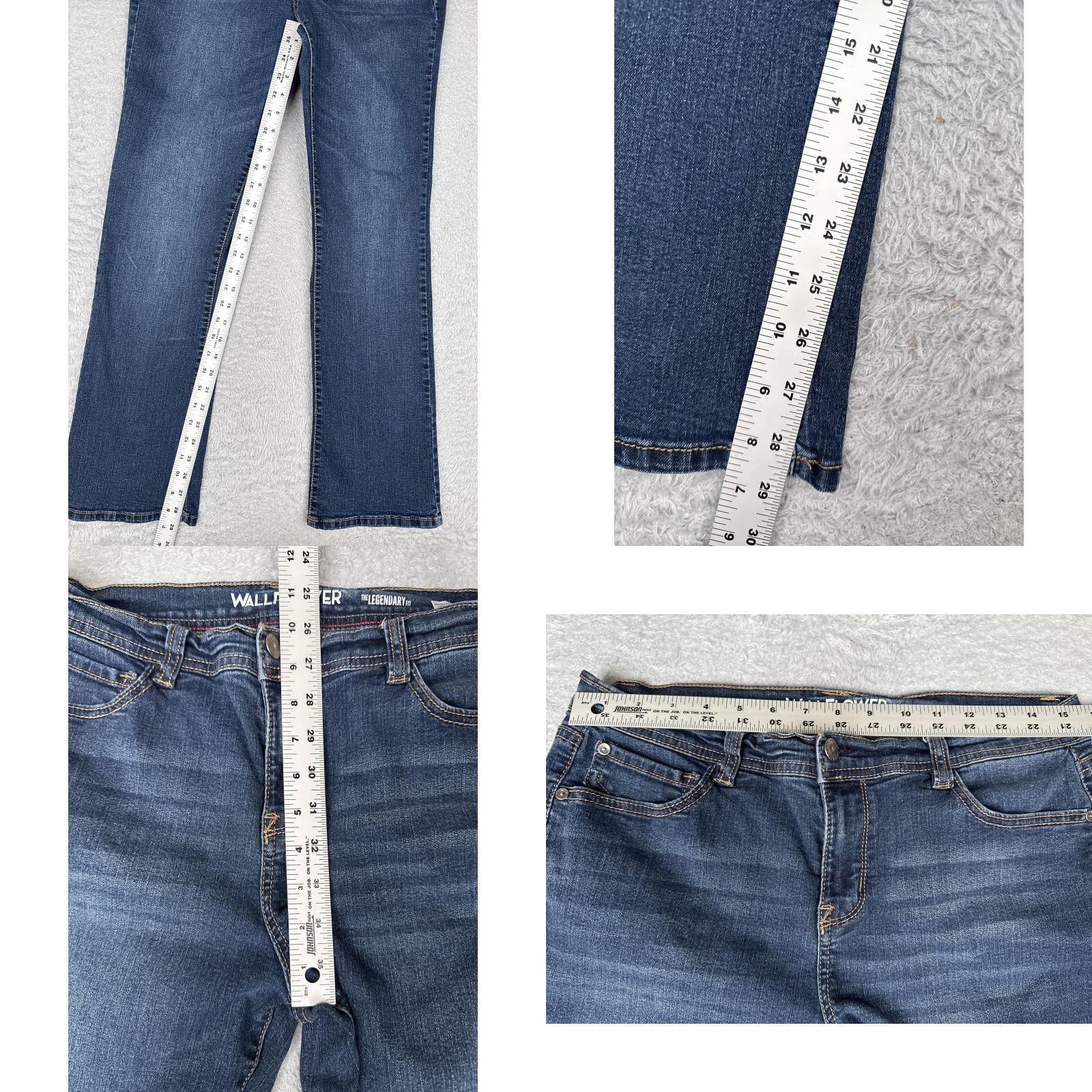 Vintage Wallflower Jeans Wallflower Regular Bootcut Jeans 15 Blue Mid Rise 30x29 Bohemian City Cowboy 5-Pocket Stretch Denim Womens Jeans Size 36" / US 14 / IT 50 - 8 Thumbnail