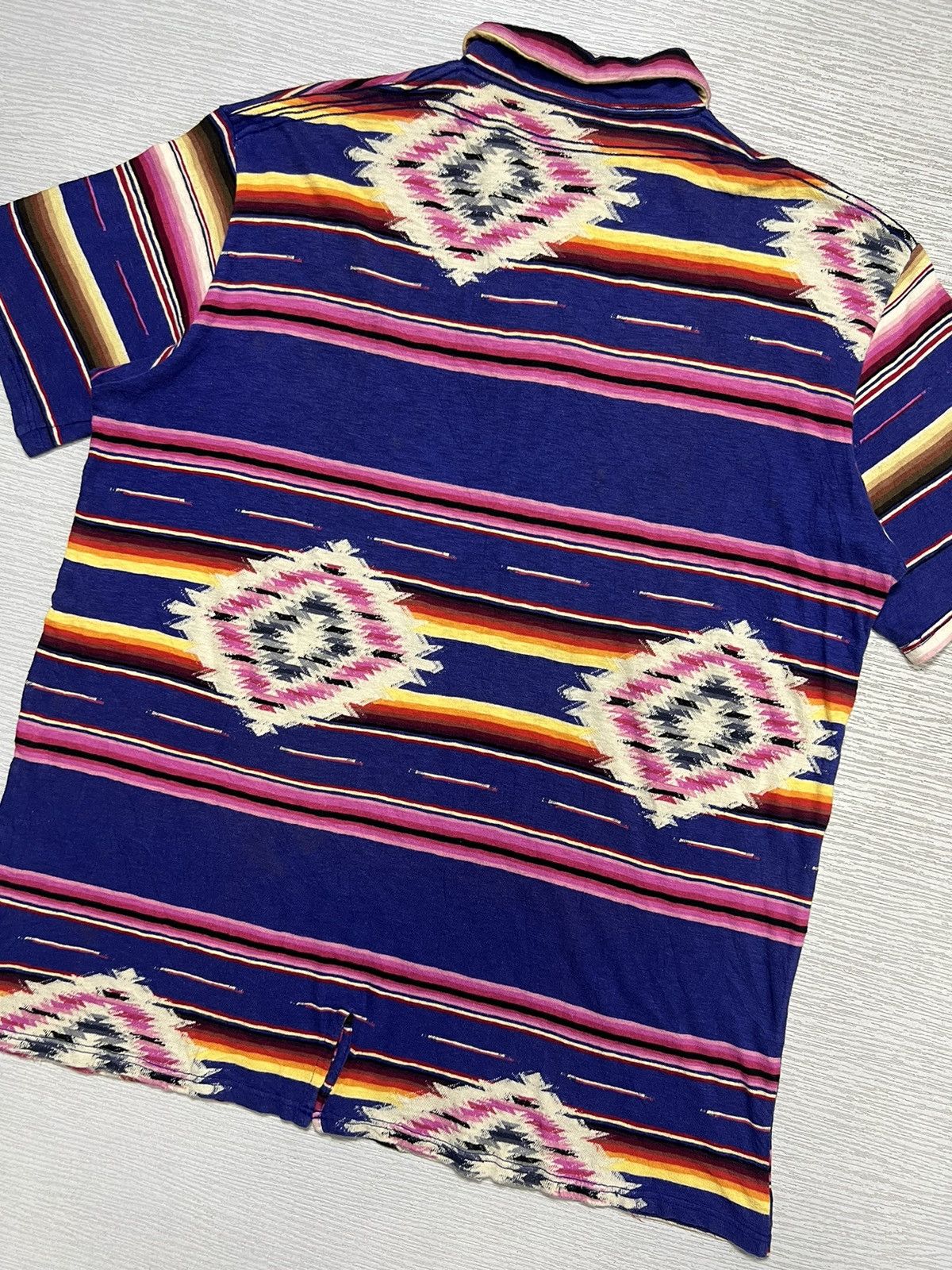 Kapital Kapital - Striped Aztec Polo Shirt Size US L / EU 52-54 / 3 - 10 Thumbnail