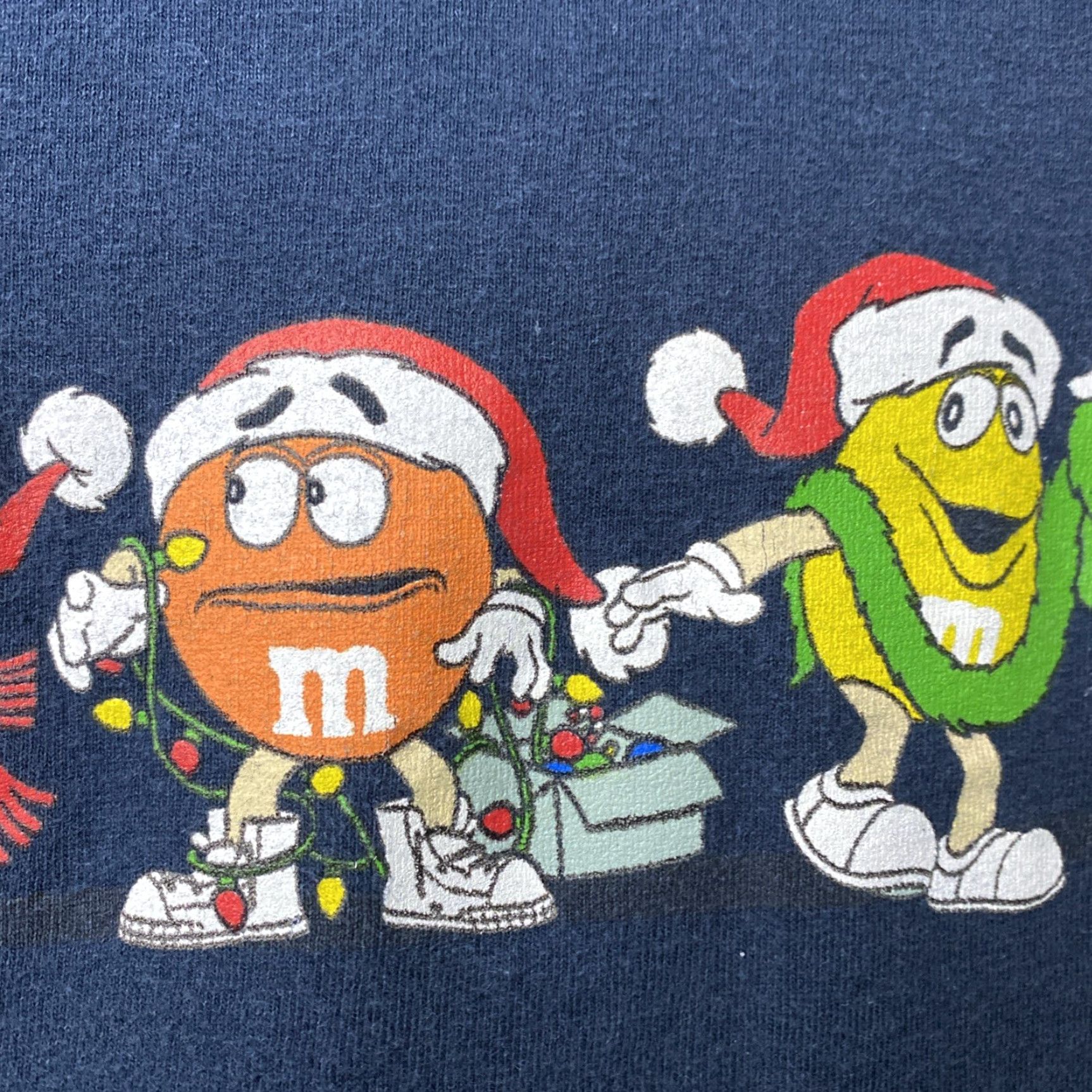 Vintage VTG M&M’s Christmas T-Shirt Navy Blue Regular Size L Men Graphic Print 90s Logo Holiday Cartoon Candy Christmas Theme Vintage Size US L / EU 52-54 / 3 - 4 Thumbnail