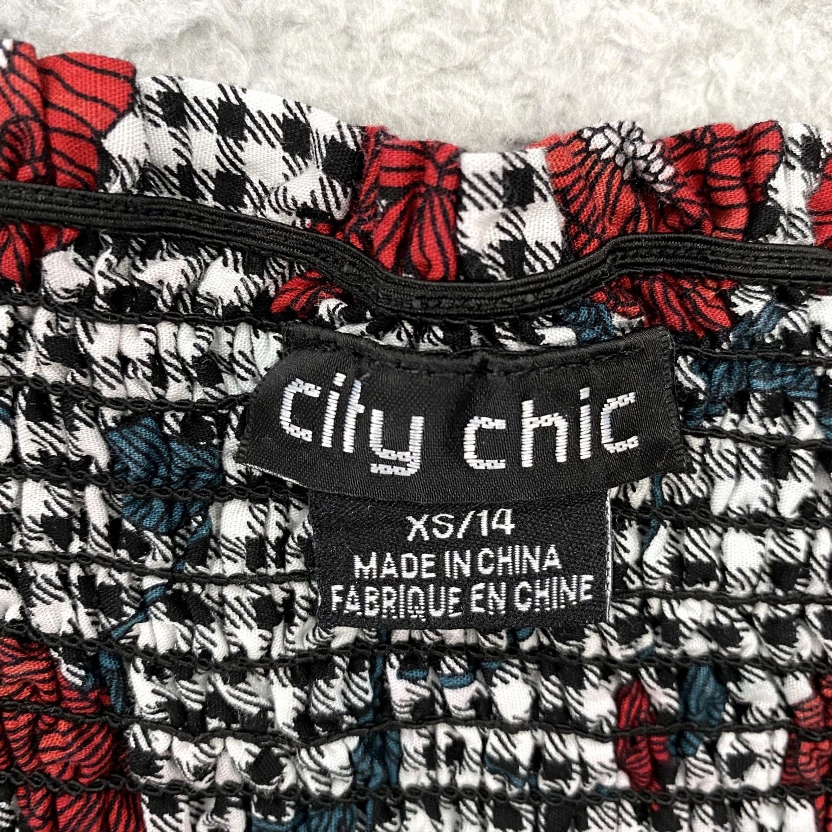 Vintage VINTAGE City Chic Dress Womens XS/14 Off Shoulder Gingham Floral Pockets Fit Flare Size XL / US 12-14 / IT 48-50 - 6 Thumbnail
