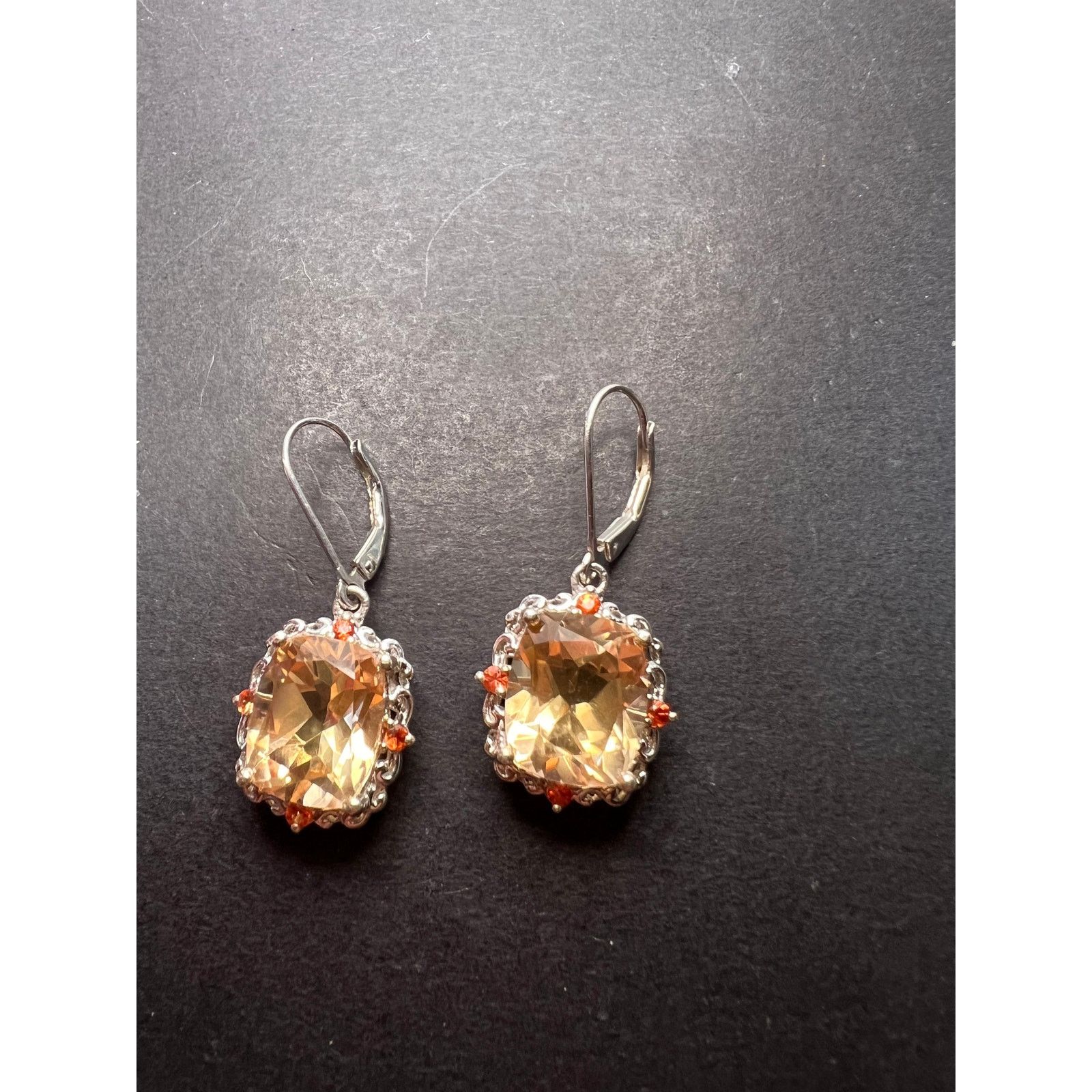 Other Morganite quartz and orange spinel sterling silver earrings Size ONE SIZE - 6 Thumbnail