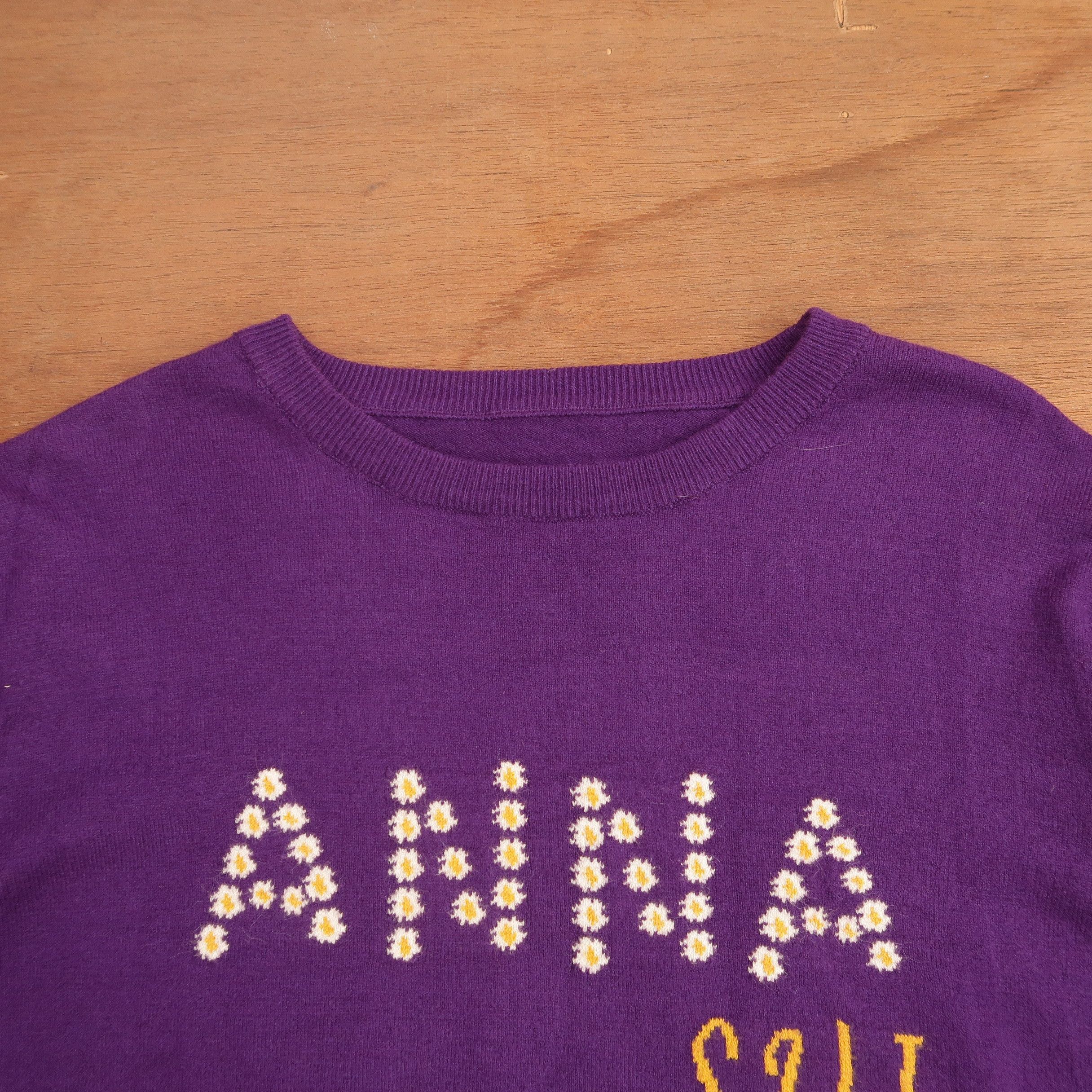 Japanese Brand 2000s Anna Sui Big Spell Out Fuzzy Knit Sweater Size US M / EU 48-50 / 2 - 3 Thumbnail