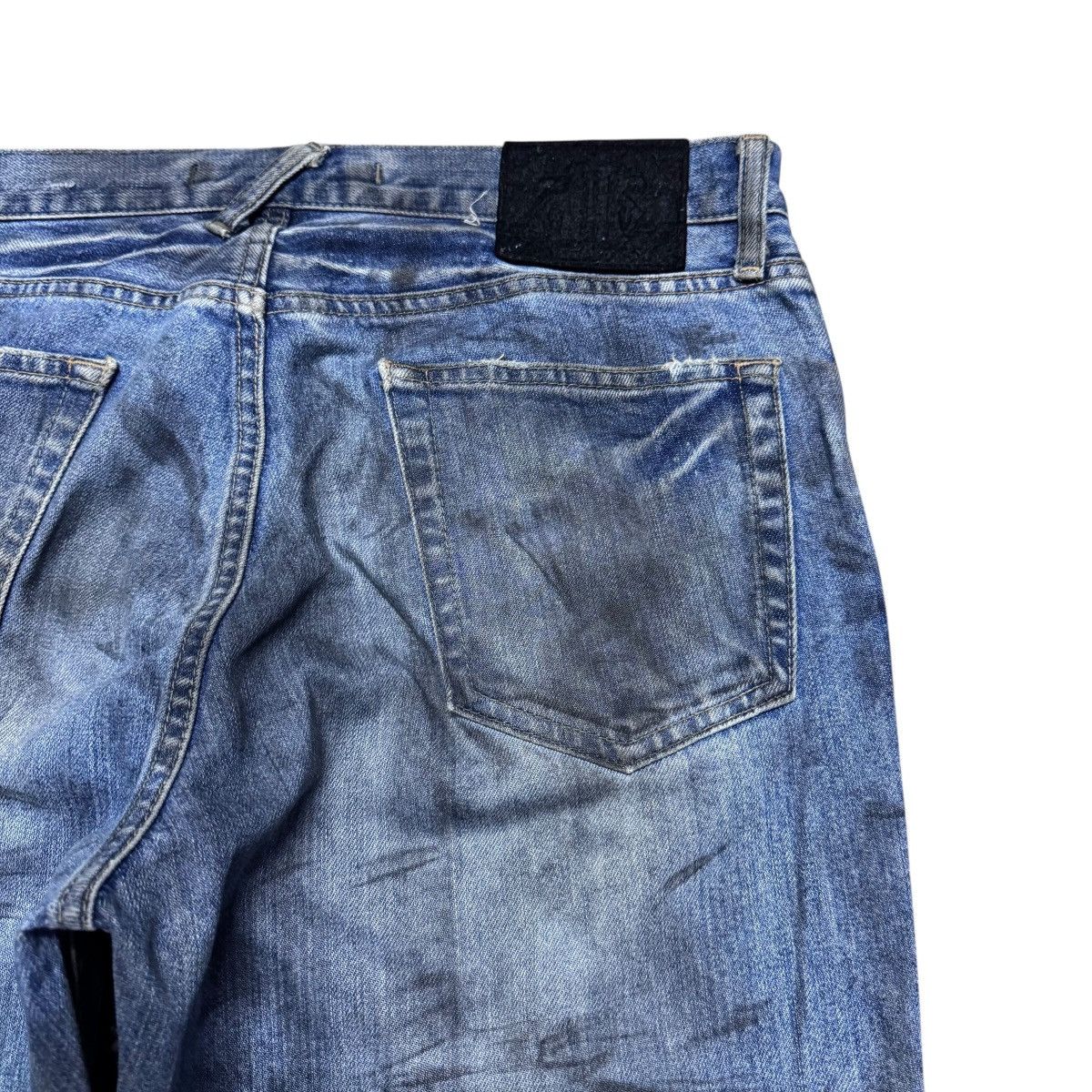 PPFM PPFM Distressed Denim Painted Airbrush Side Striped Jeans Size US 33 - 12 Thumbnail
