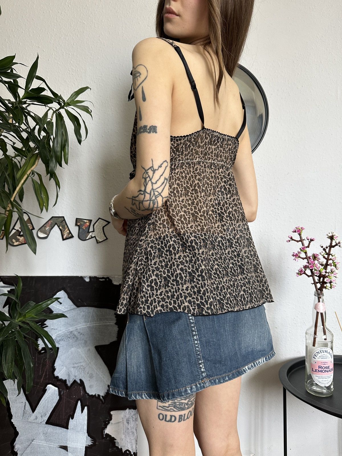 Designer × Vintage Leopard Y2K Vintage Cami Bow Sexy Top Size S / US 4 / IT 40 - 5 Thumbnail