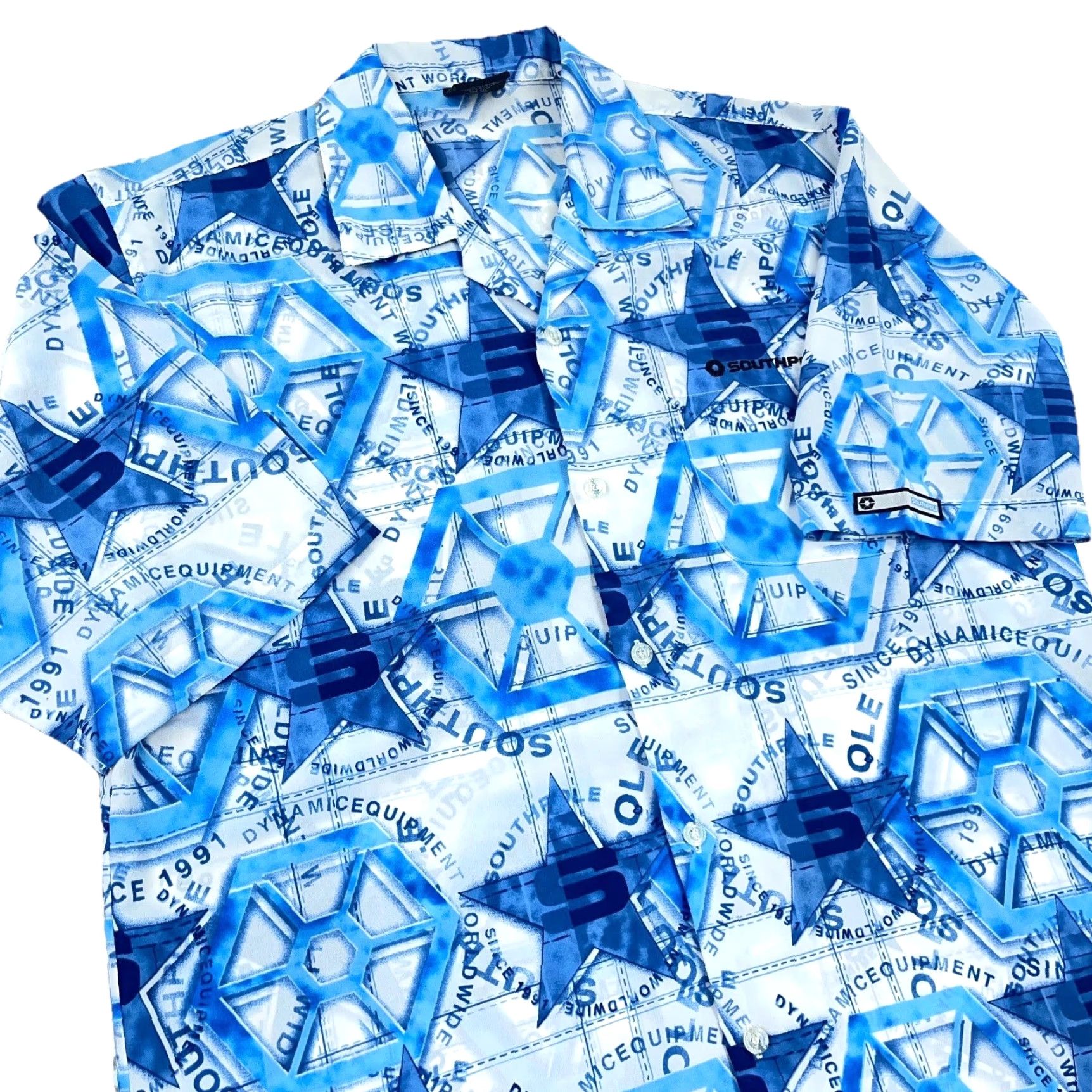 Southpole VINTAGE South Pole Shirt Men Medium Blue Button Up Y2K 2000s All Over AOP Size US M / EU 48-50 / 2 - 5 Thumbnail